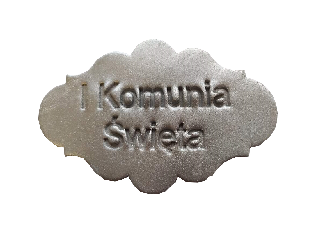 TABLICZKA na tort cukrowa KOMUNIA ŚWIĘTA biała Kolor biały