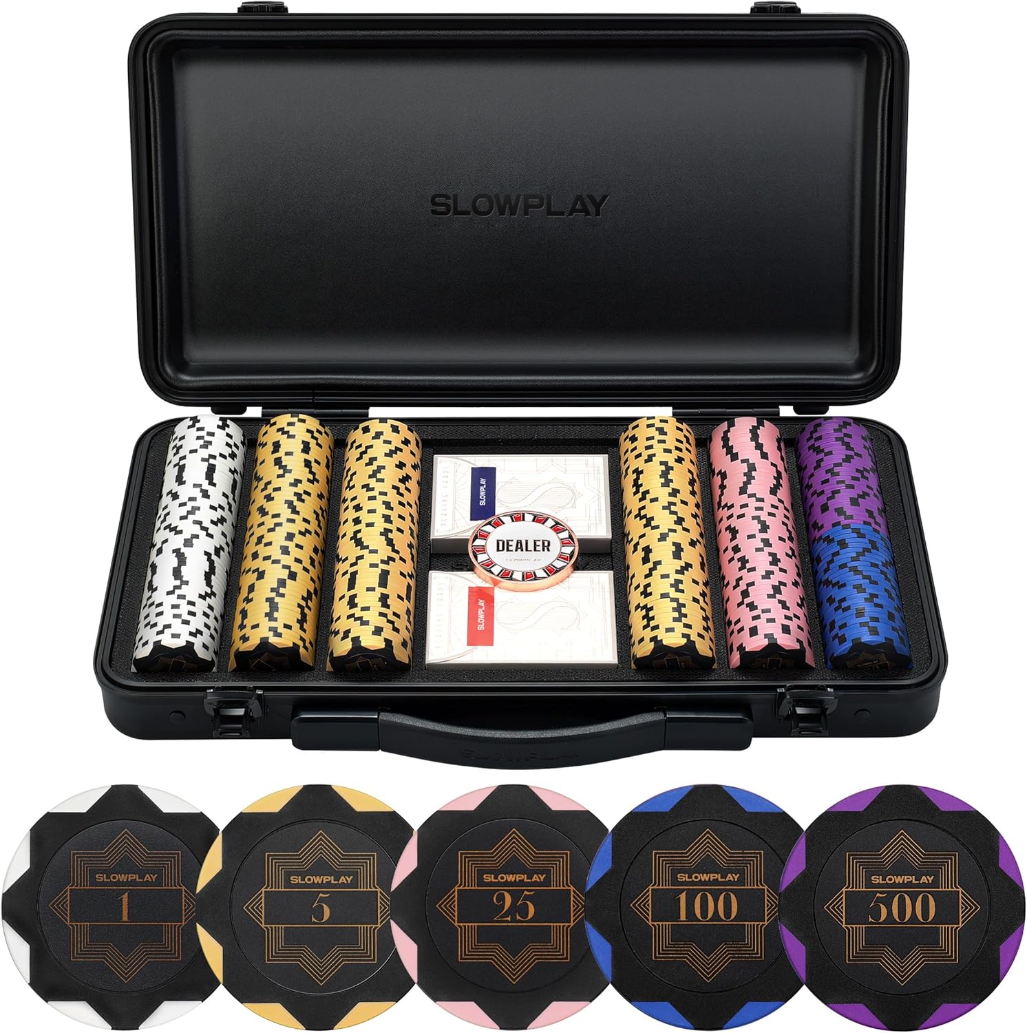 Zestaw Żetonów Pokerowych Slowplay 300 Szt 14G Etui Premium
