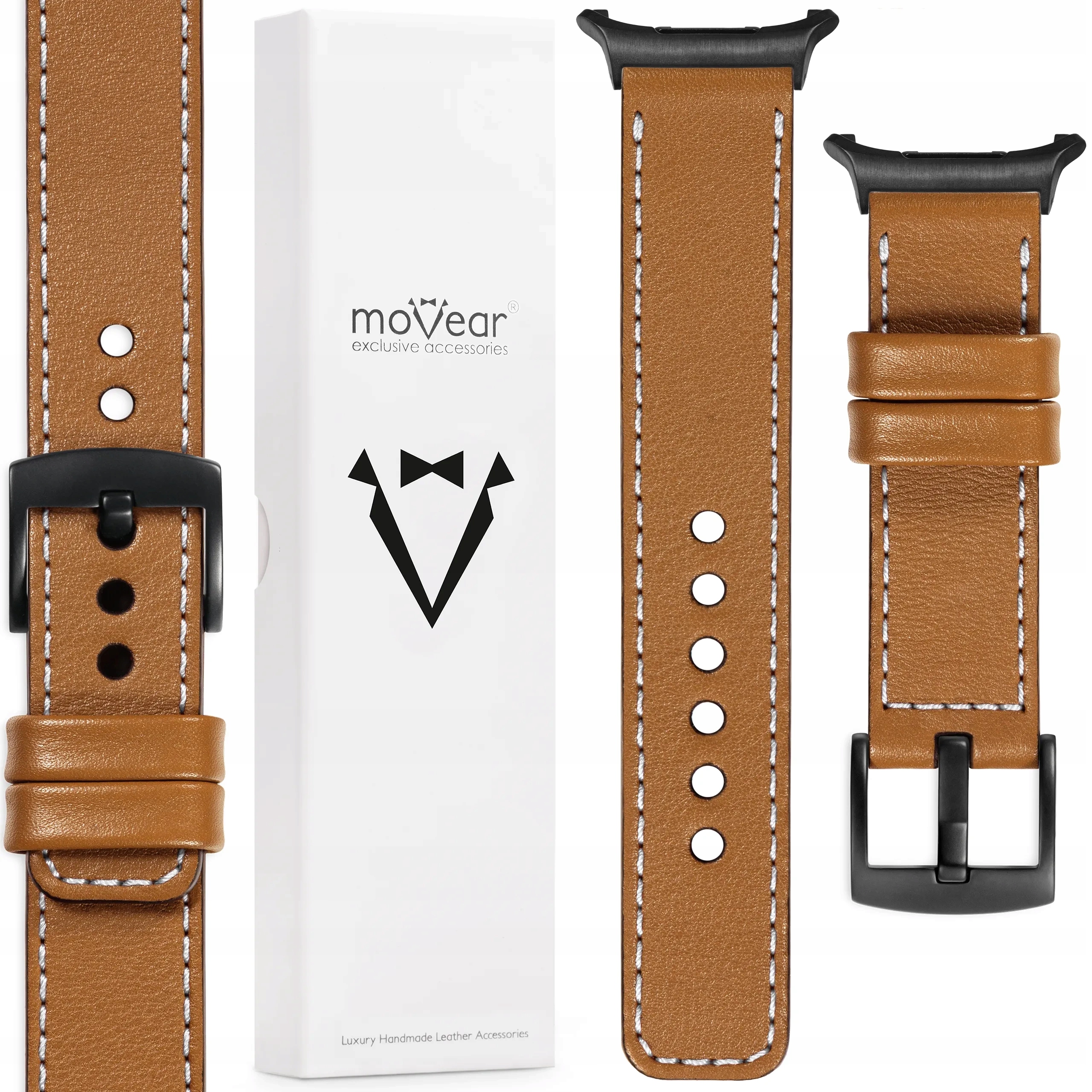 Pásek pro Samsung Galaxy Watch Ultra 24 mm Světle hnědá kůže Polský Movear