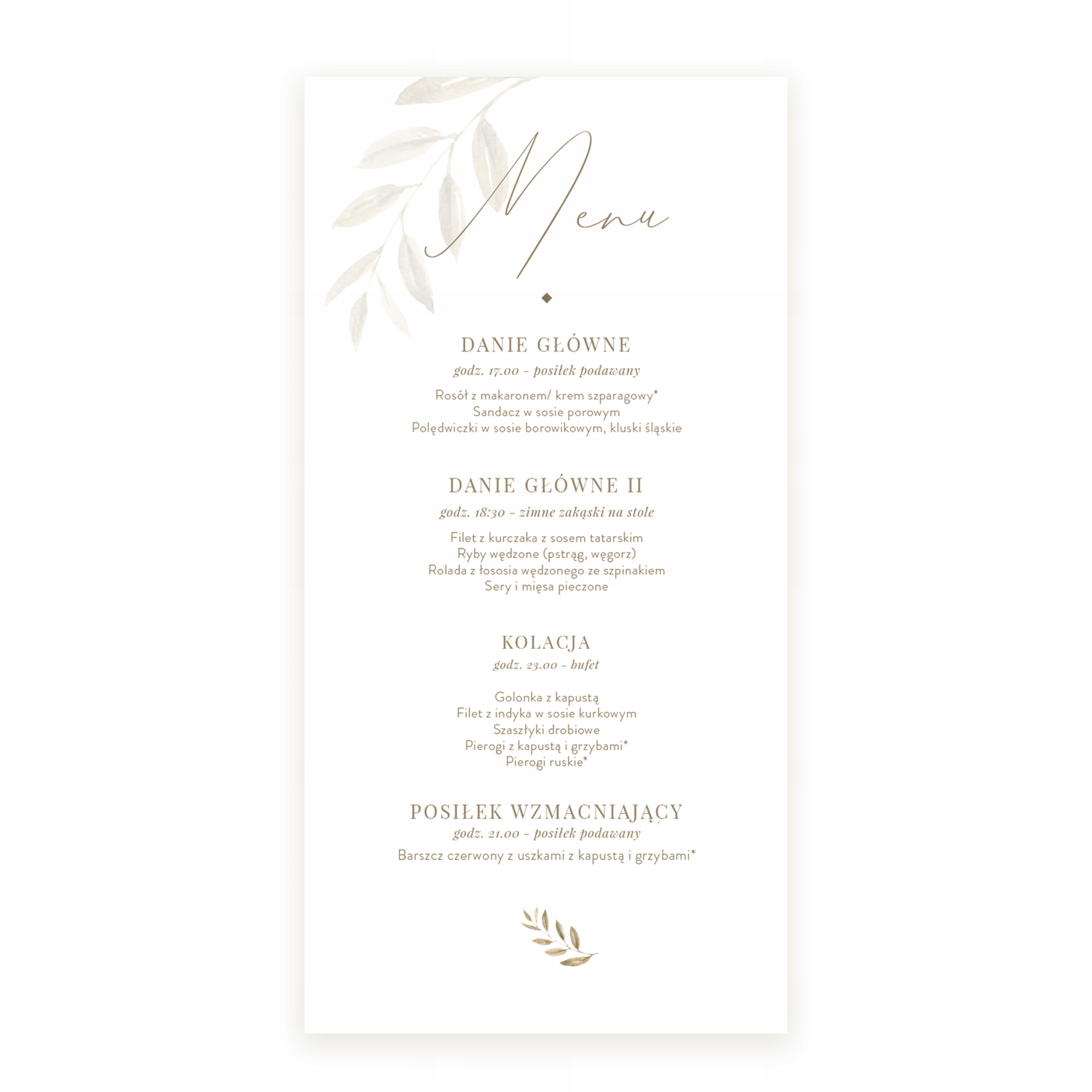 Menu weselne motyw boho