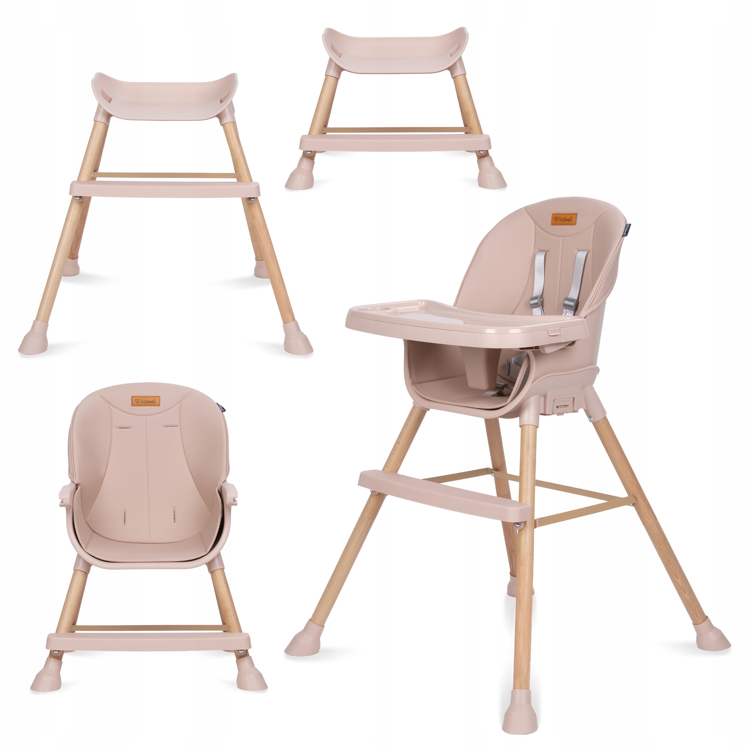 Kidwell Eatan Wood krzesełko drewniane 4w1 Pink