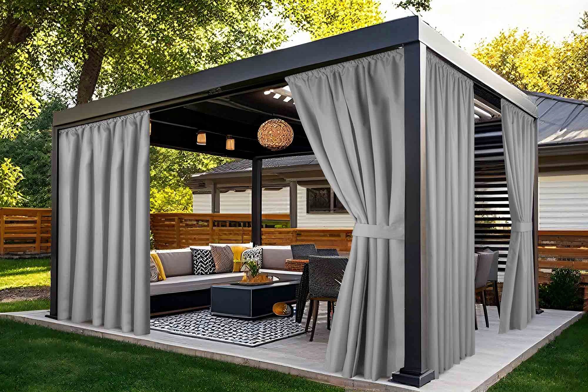 ZASŁONY OGRODOWE WODOODPORNE DO ALTANY NA TARAS 155X200 ZASŁONA Z SZARFĄ Marka AdMar Shop