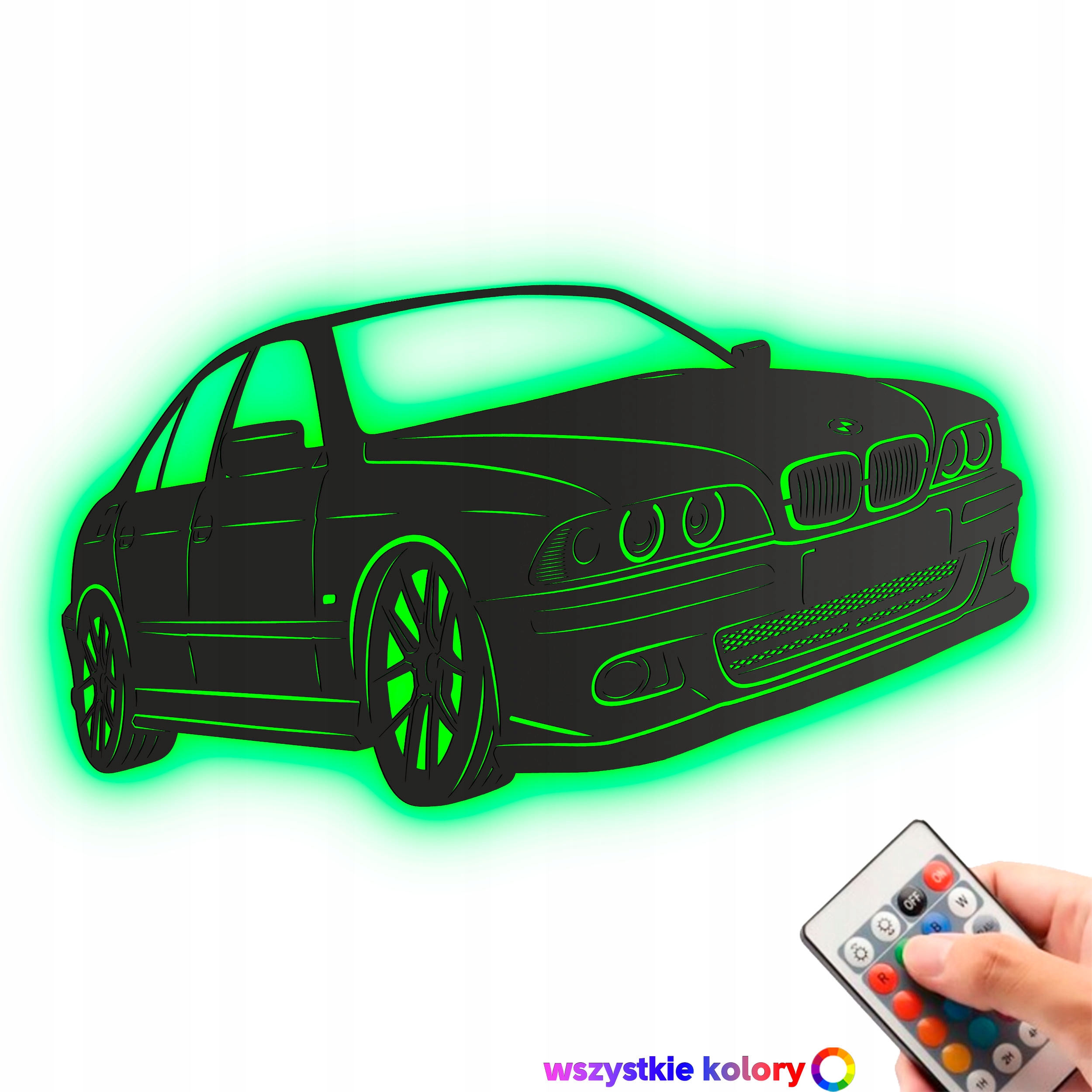 Dřevěný 3D obraz Bmw 5 (E39) Nástěnná Dekorace Dárek Noční Lampa Led XL