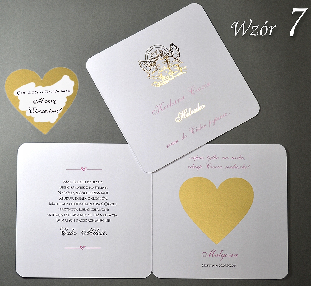 Prośba Pytanie dla Matki Chrzestnej - Zostaniesz Chrzestną PERSONALIZOWANA Grubość papieru 300 g