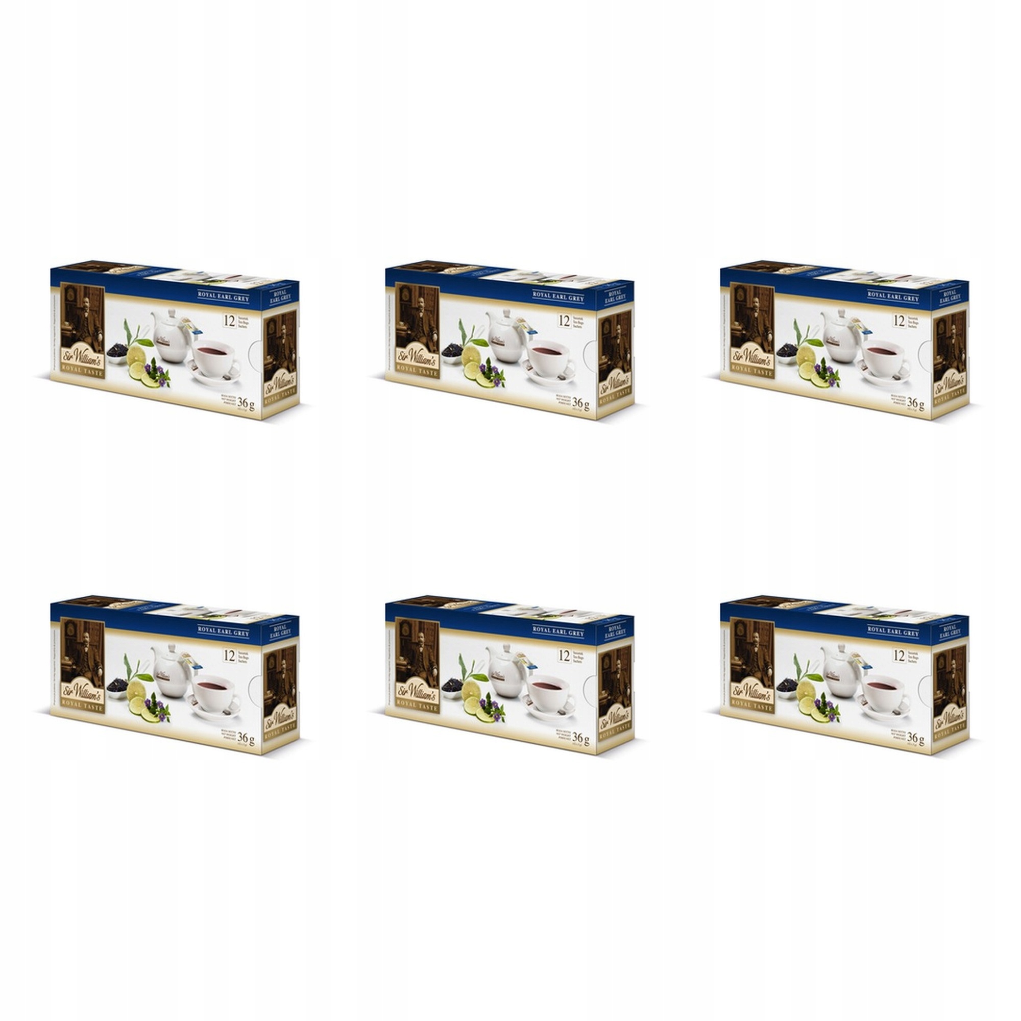 6x 12tb Čaj Sir William's Tea Royal Earl Grey expresní 12 sáčků