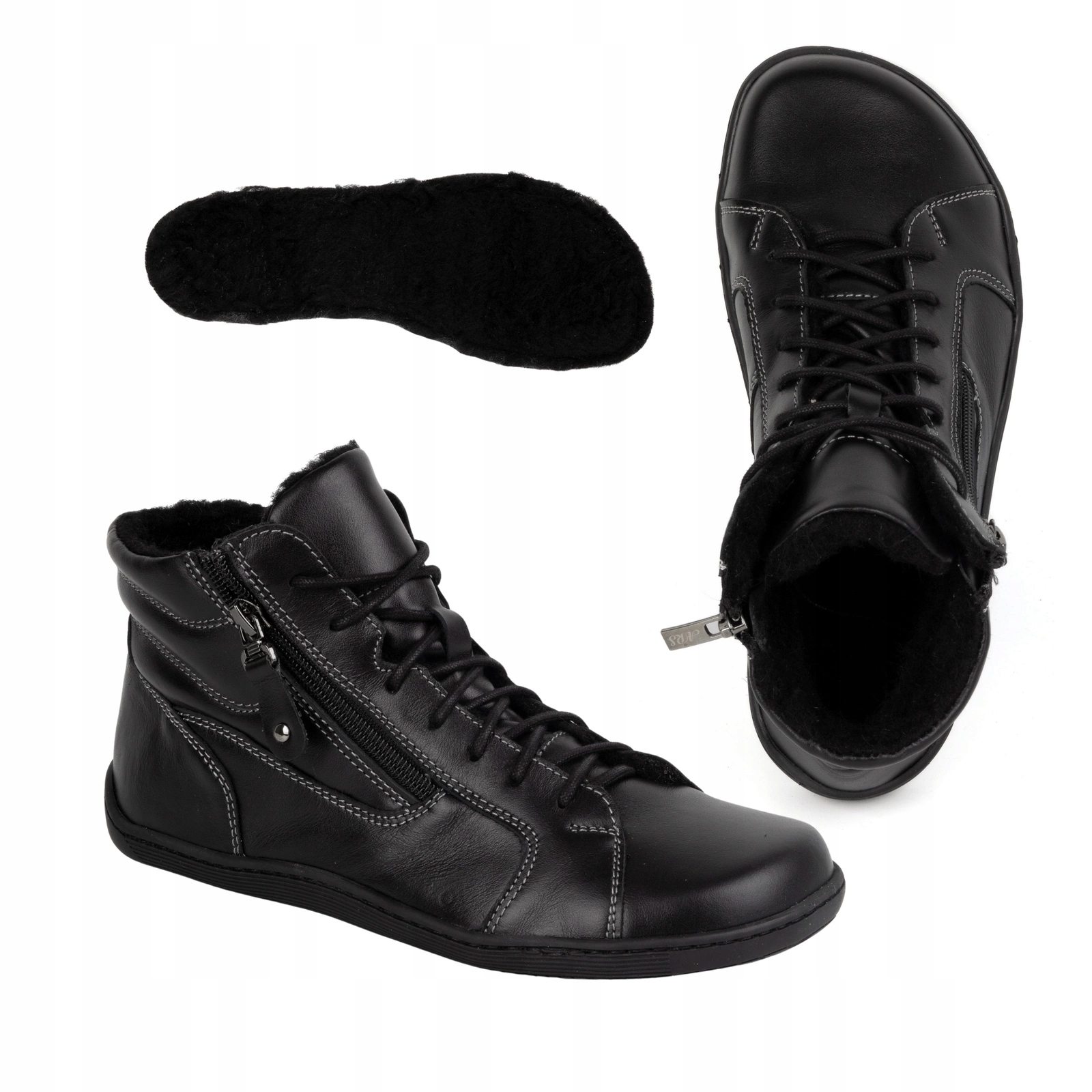 Dámské minimalistické barefootové zimní kožené boty 1261 černé 37