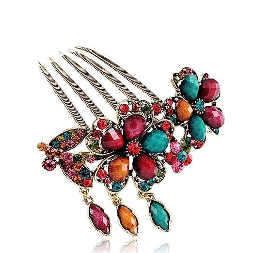 2x Sponka na vlasy Květiny Křišťál