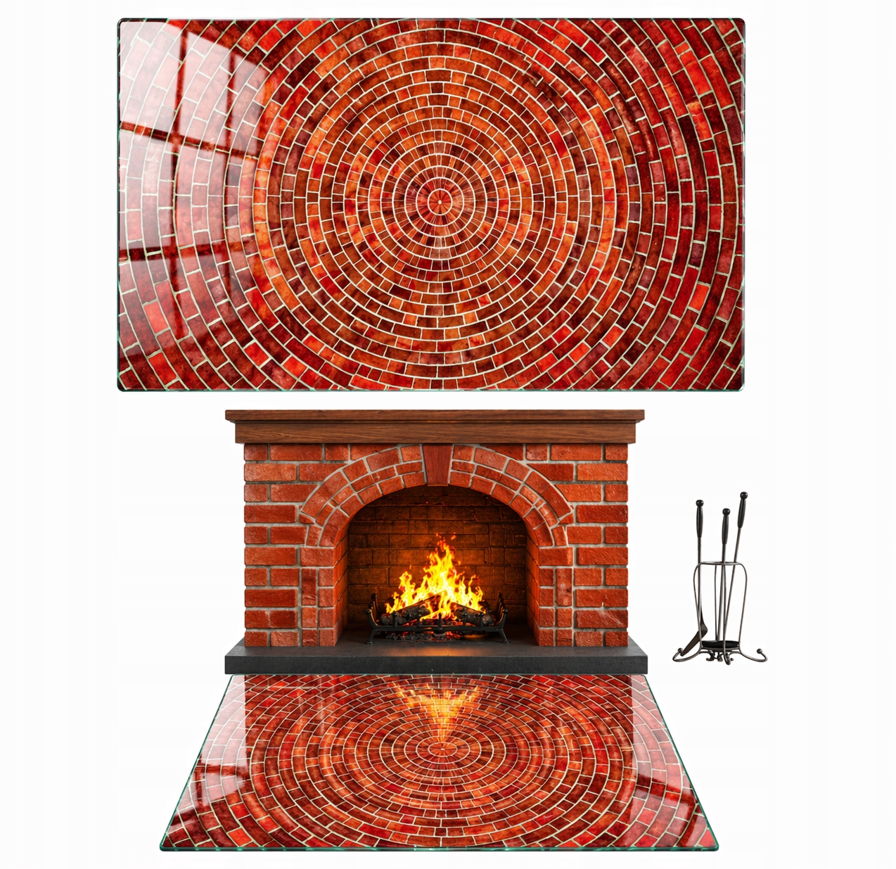 Sklo Pod Krb Tvrzené Sklo Podstavec Rozměr 90x52 cm s Grafikou Cihla