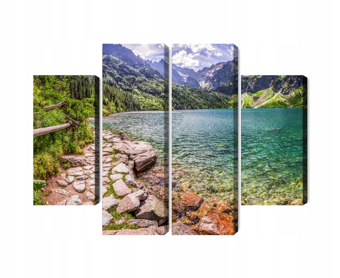 Vícedílný obraz 3D pohled na jezero v Tatrách Canvas 160x120