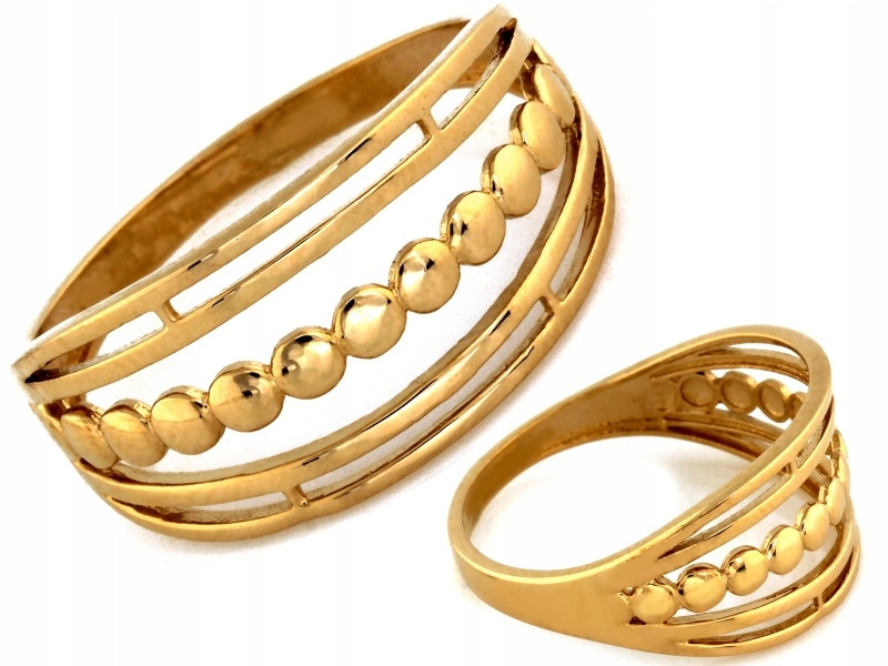 Prstýnek 585 široký trojitý bez kamenů, moderní design, r18