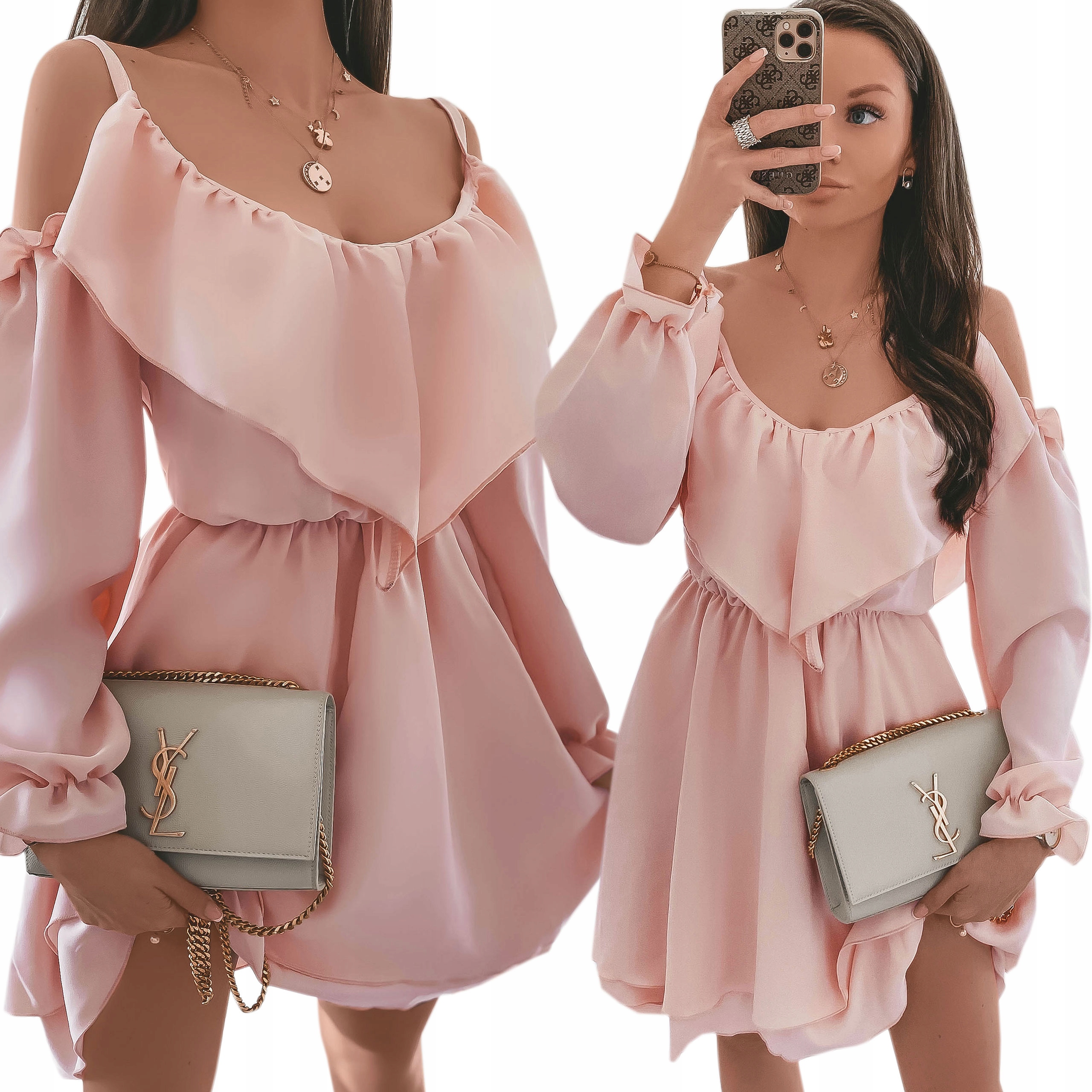 

Sukienka Mini Stylowa Ramiączka Falbana