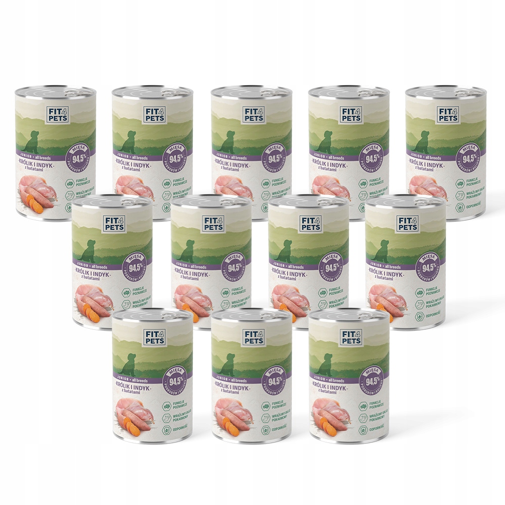 Levně Sada mokrého Krmivo pro štěňata s králíkem a krůta a batáty 400g x 12 ks