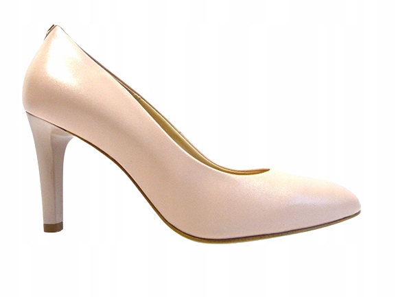 Boty Sala 36 nude kůže silný podpatek elegantní boty na podpatku