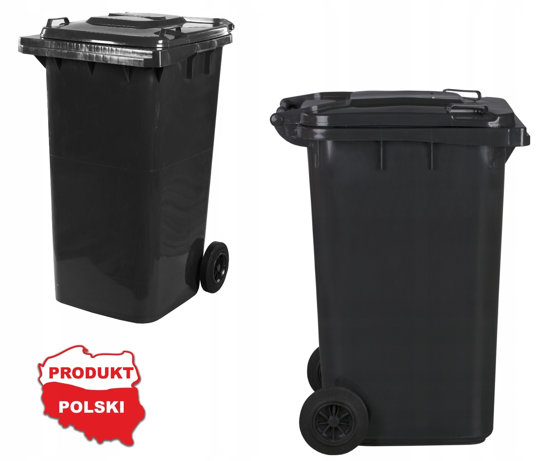 Kosz pojemnik 240L na odpady komunalne czarny wytrzymały z kółkami Pl
