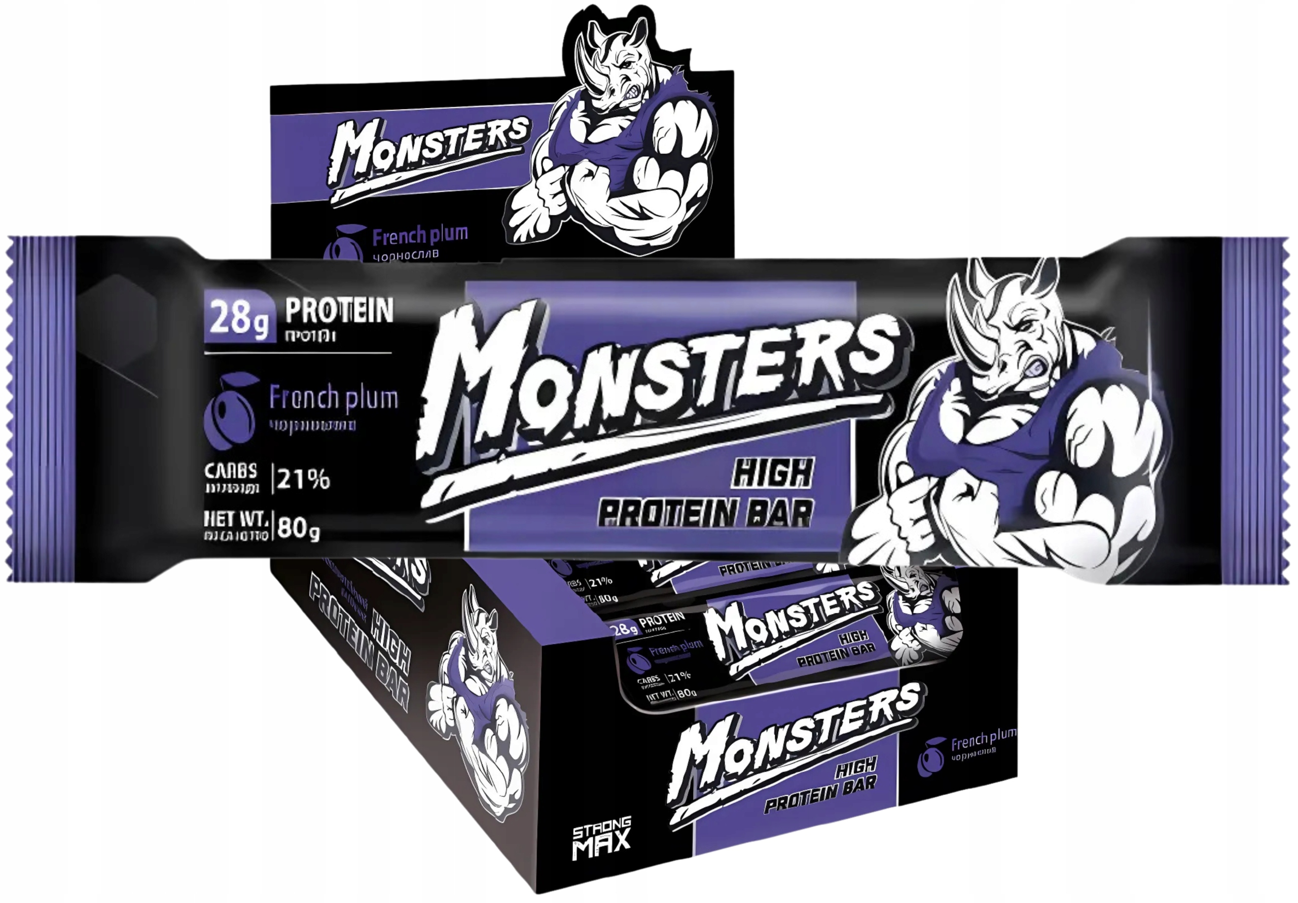 Monsters Protein Bar Švestka Francouzská 20×80g