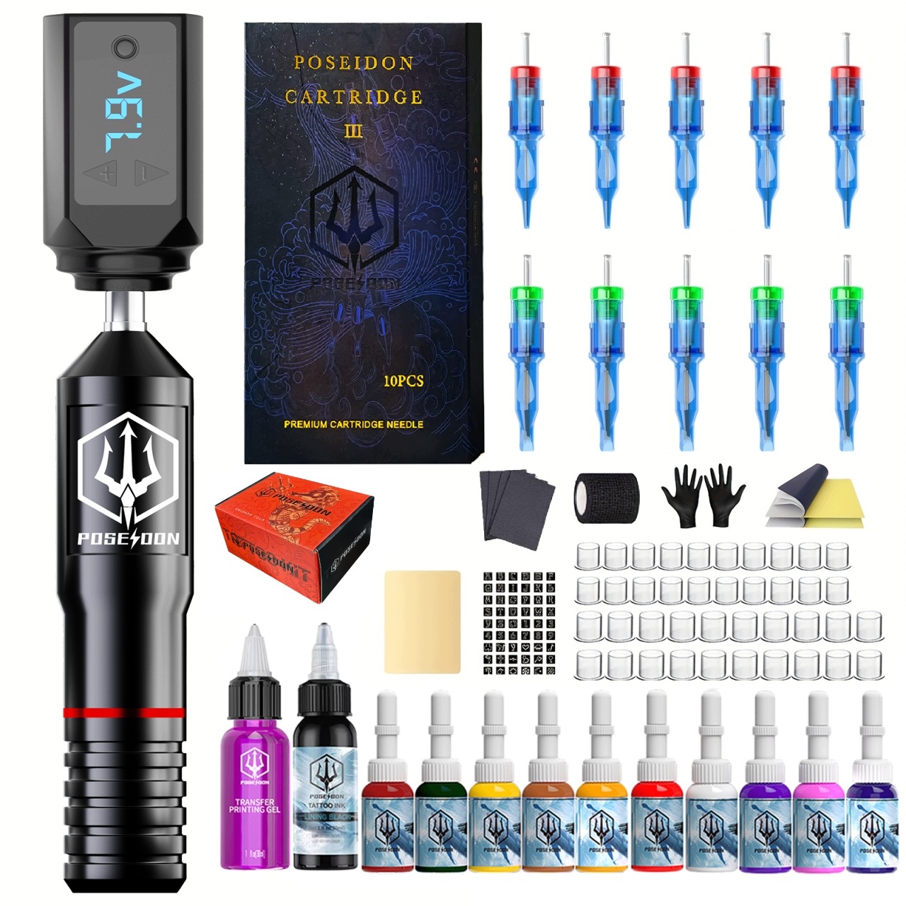 Poseidon Bezdrátový set na tetování Strojek na na tetování Pen