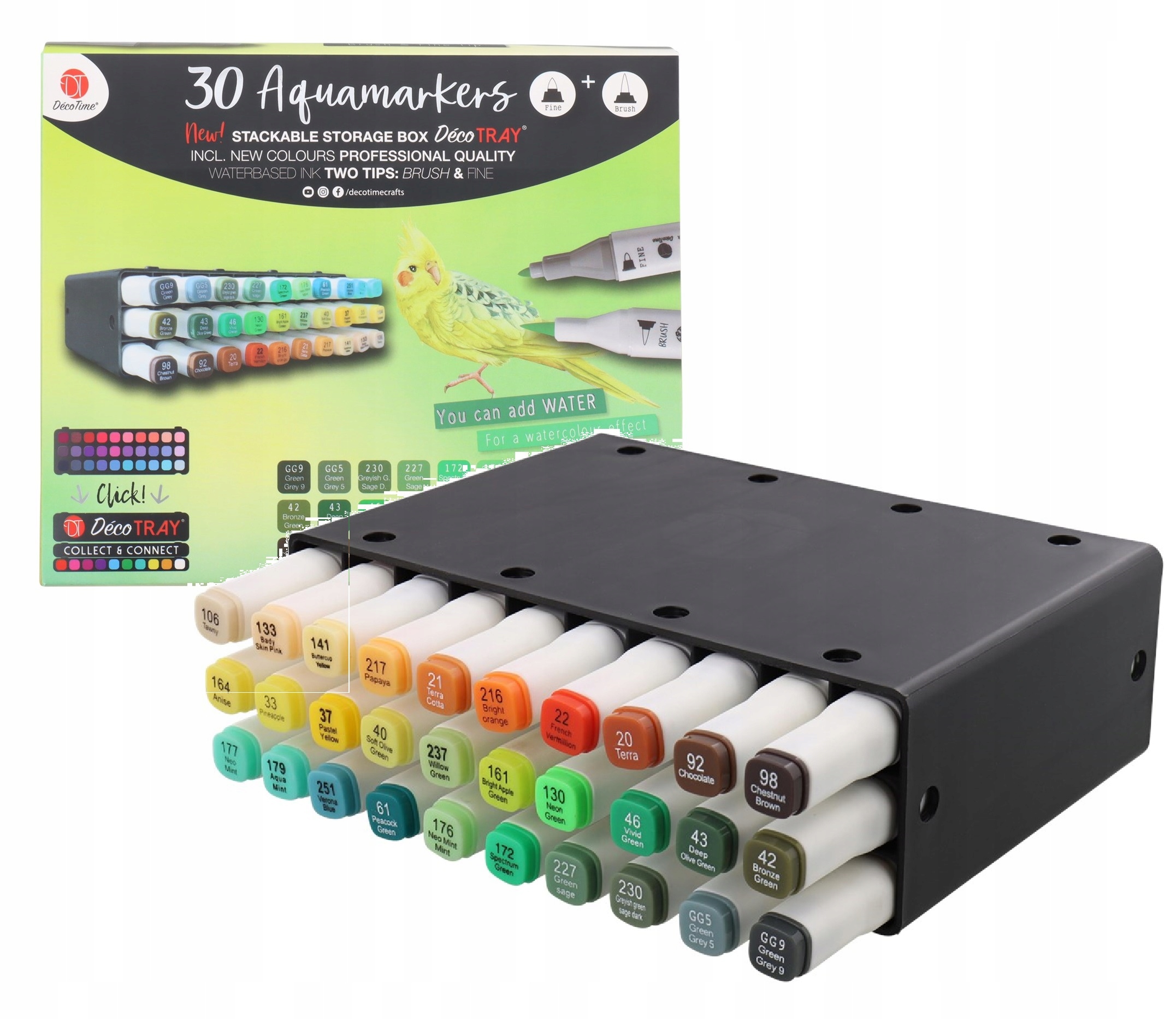 Markery akwarelowe DWUSTRONNE Mazaki wodne BOX 30