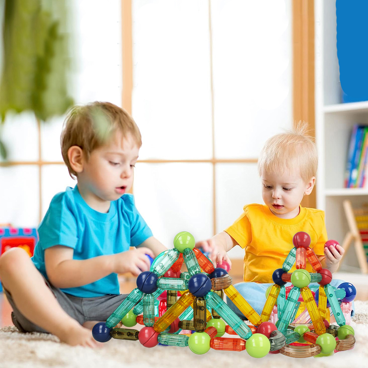 KOLOROWE Klocki Magnetyczne KONSTRUKCYJNE 3D XXL MAGNETIC STICKS 60 Eelem. Marka Stator