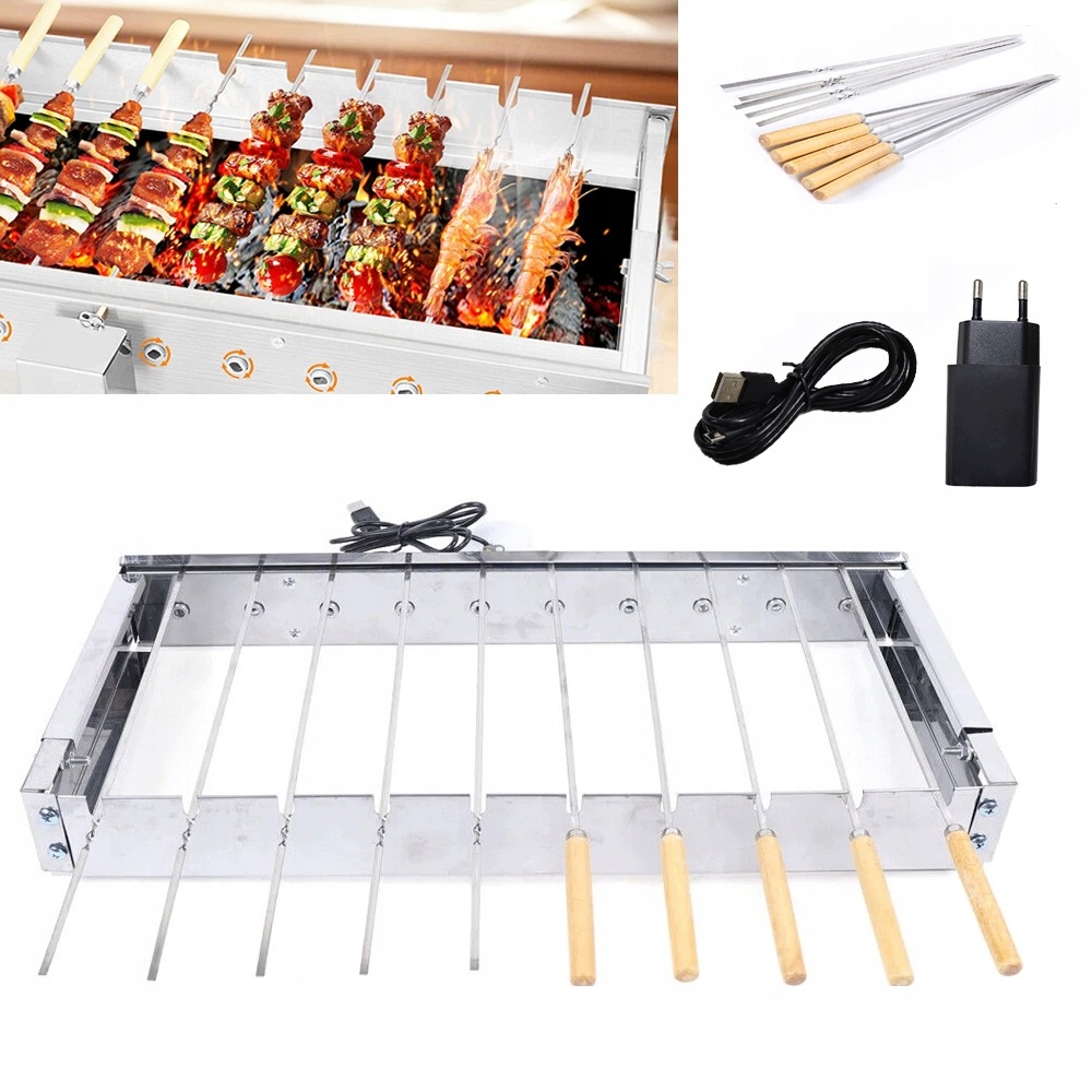 Elektrický Kontaktní Gril Špíz Opékač 60 cm Nerezový