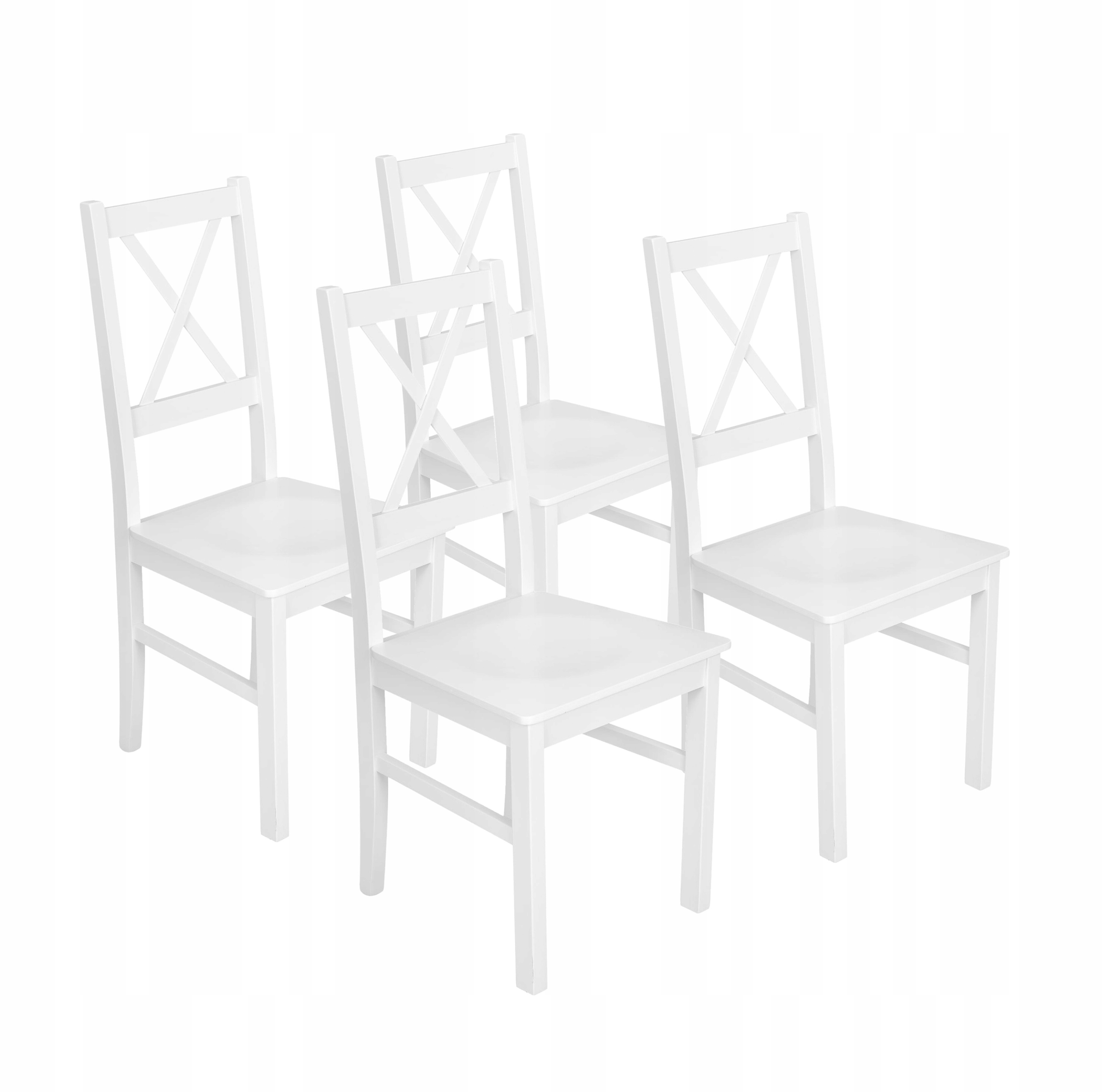 Sada 4 x Dřevěná křížová židle do jídelny kuchyně NIL10D Bílá/Bílá