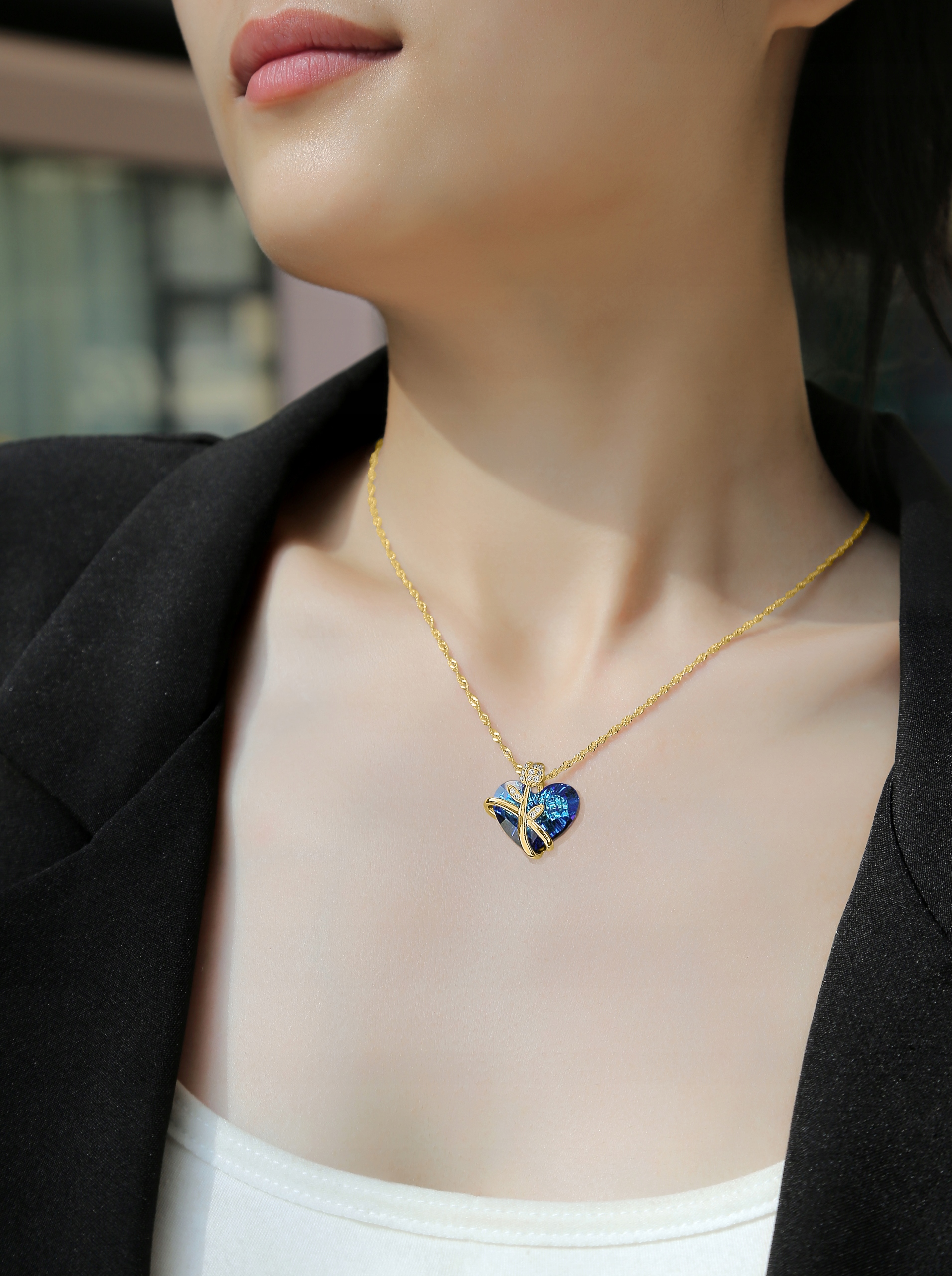 NASZYJNIK ZŁOTY ŁAŃCUSZEK DAMSKI SERCE RÓŻA NASZYJNIK SREBRO PRÓBA 925 Kod producenta NASZYJNIK srebrny dla dziewczyny żony córki