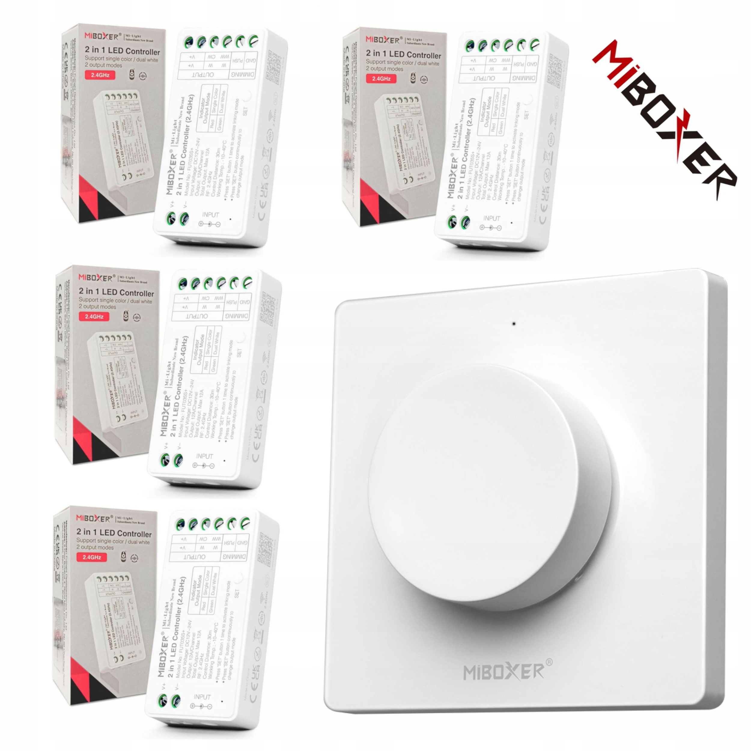 Sada 4x Zónový Ovládač Pre Led Pásky Mono|cct Nástenný Panel Miboxer