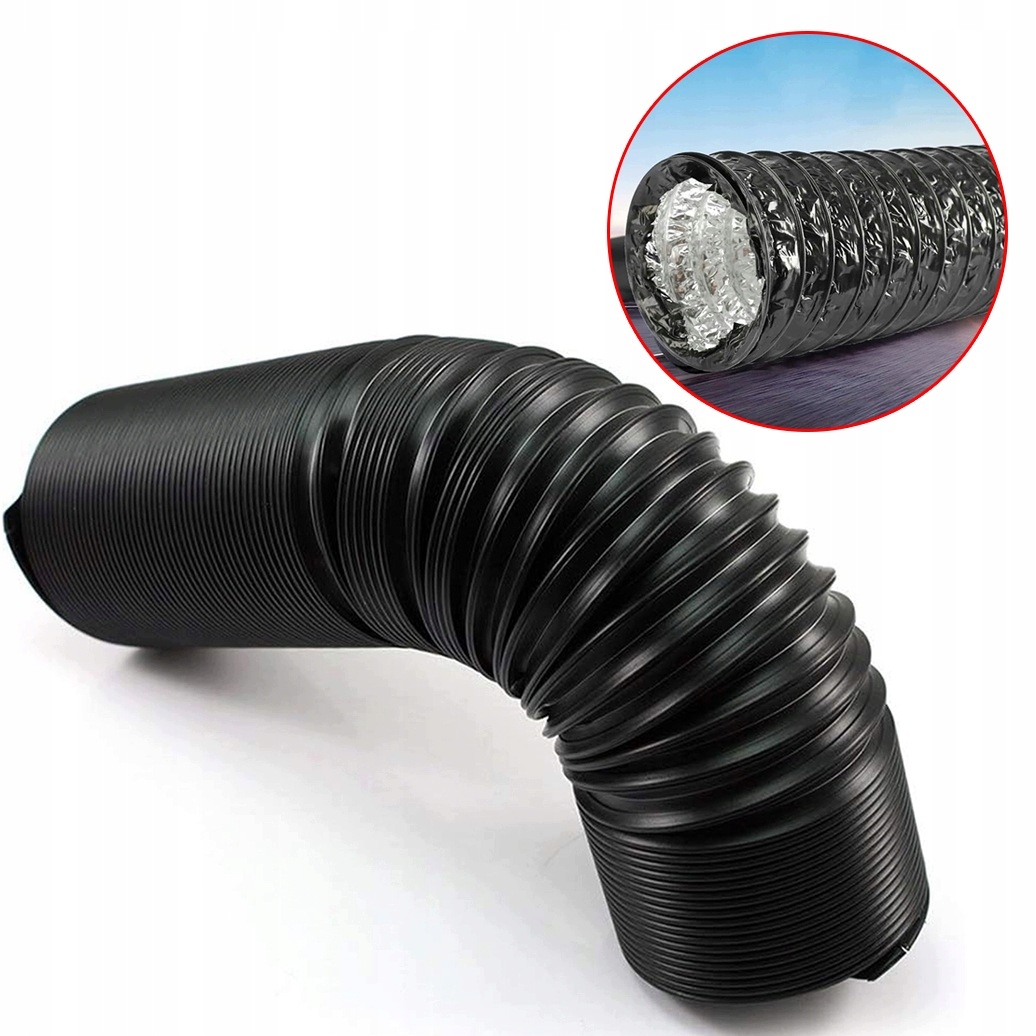 Hliníková Ventilační Hadice Černá 150 MM X 2 M Pro Pvc Digestoř