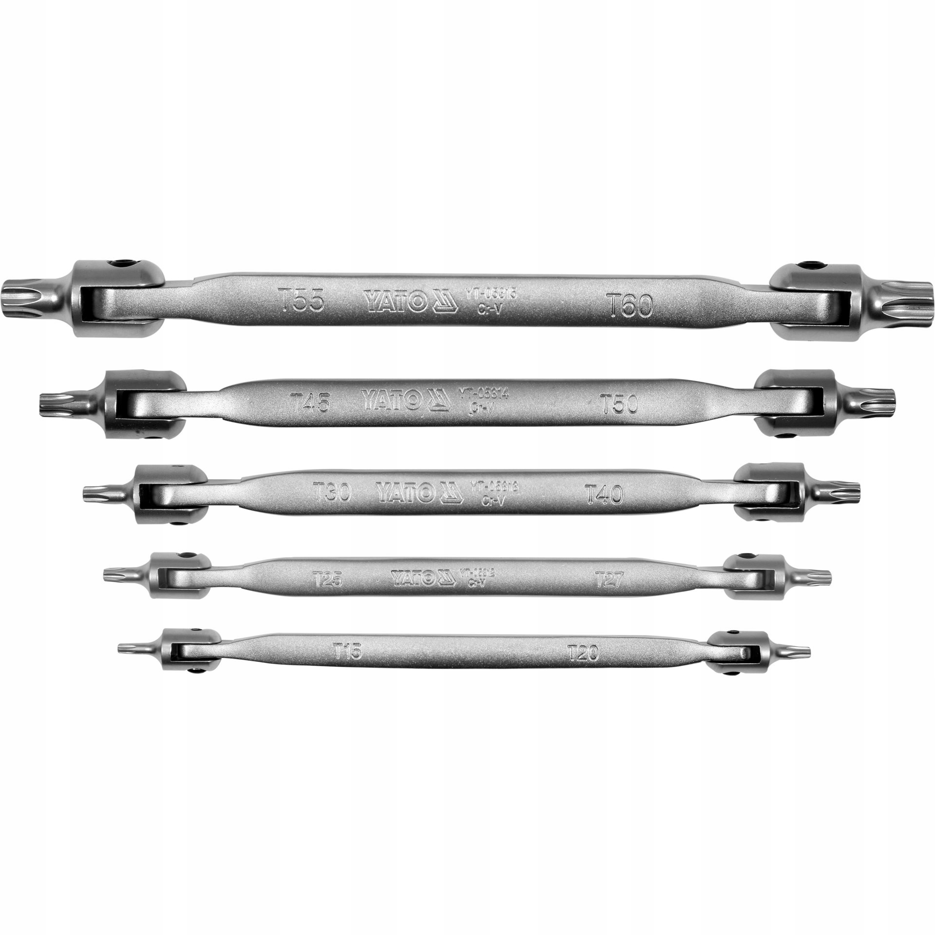 Zestaw Kluczy Torx Z Przegubem 5 Szt Crv Chrom Satyna Serwis Auto Dom 220°