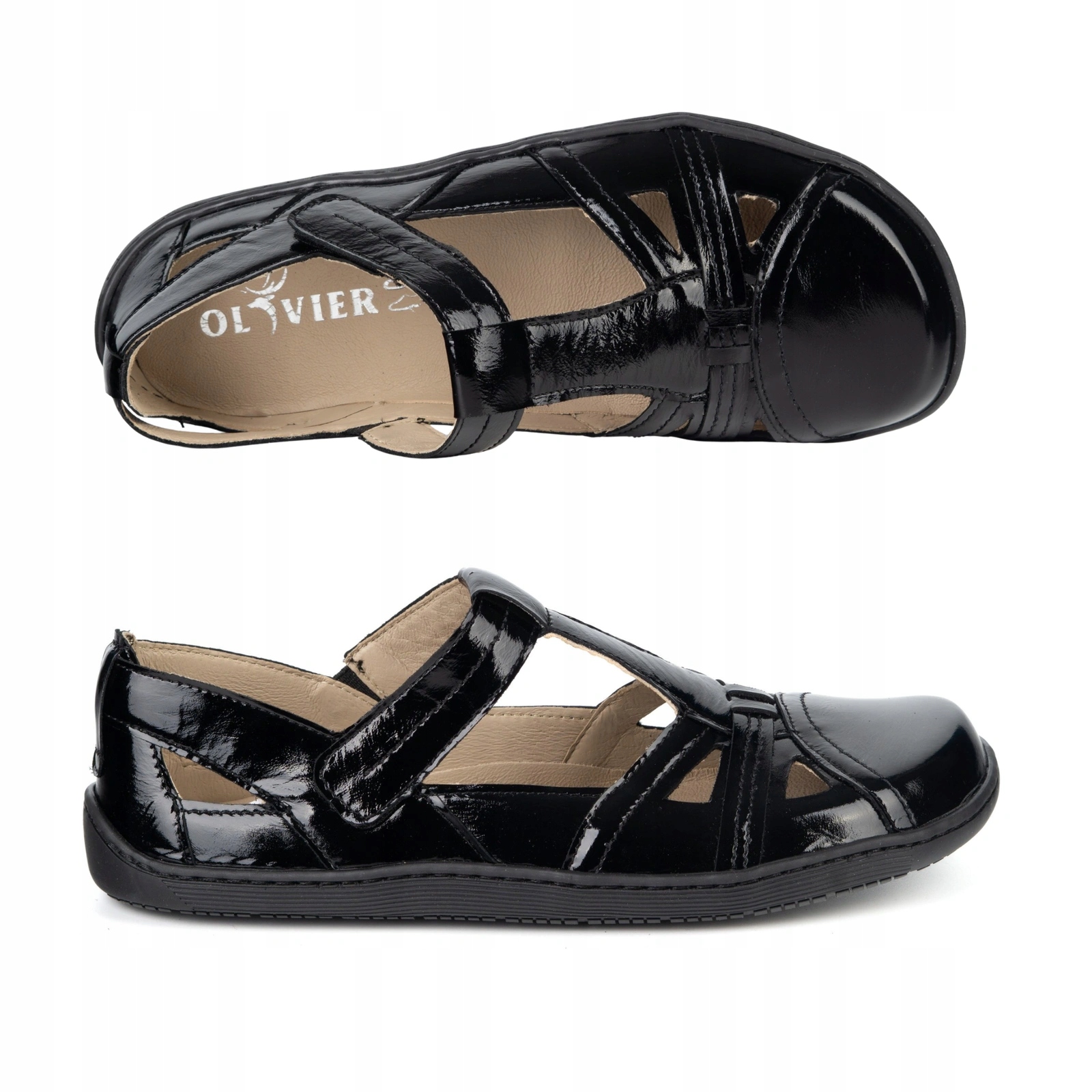 Buty damskie Barefoot na lato Olivier 1285 na rzep czarne 39