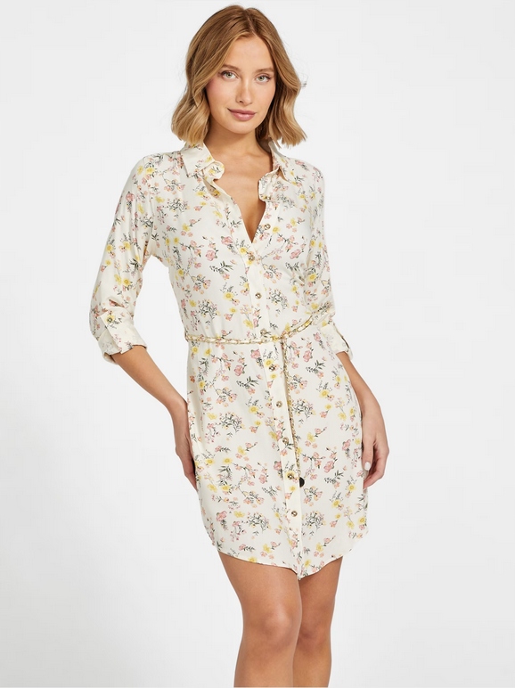 Guess dámské šaty Misti mléčné s květy M