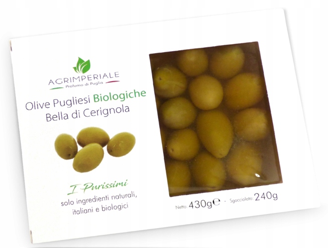 ORGANICZNE OLIWKI &quot;BELLA DI CERIGNOLA&quot; 430G AGRIMPERIALE