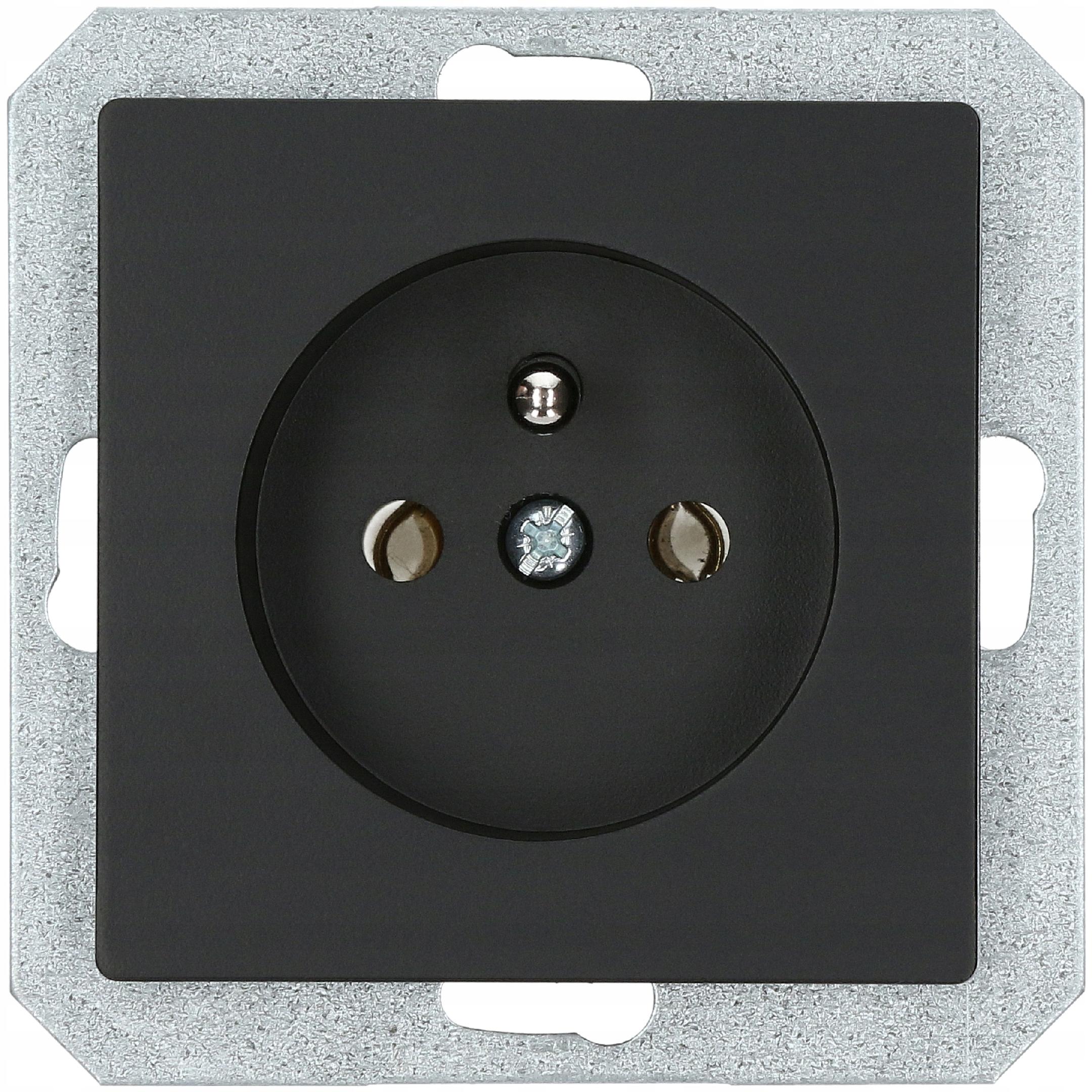 Gniazdo moduł pojedyncze z uziemieniem MAGIC czarny mat