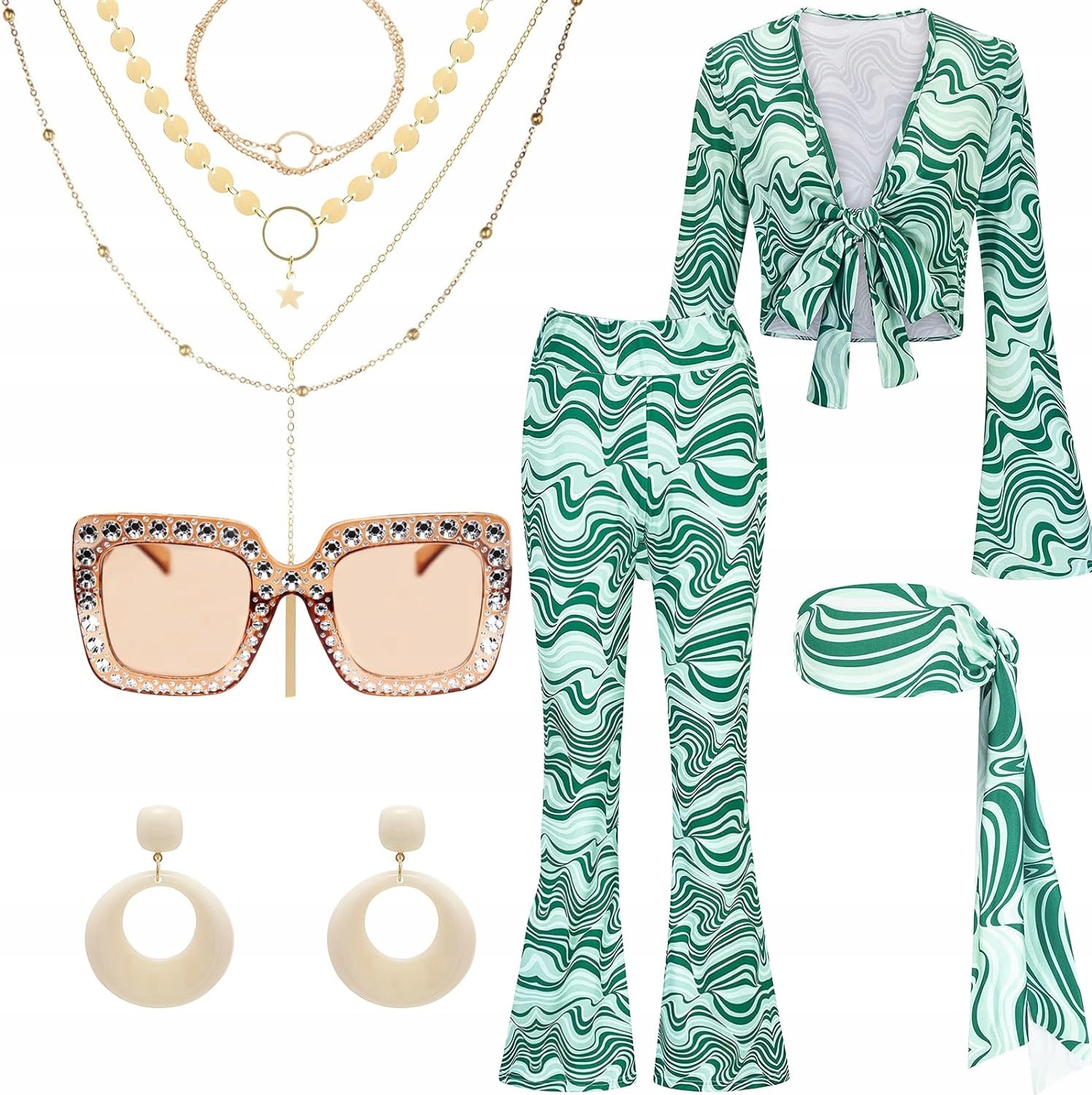 Retro stylizační sada „Hipisovská móda“ Hippi doplňky Velikost M