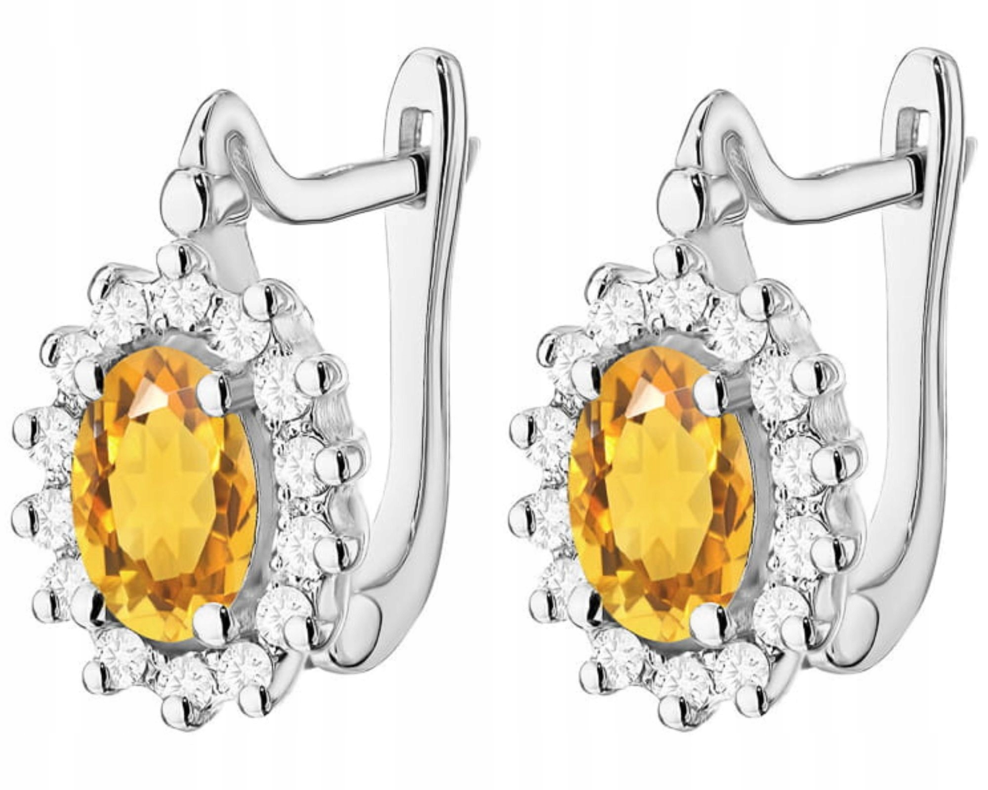 Bílé Zlato Náušnice S Brilianty A Citronem 585 Anglický Dárek