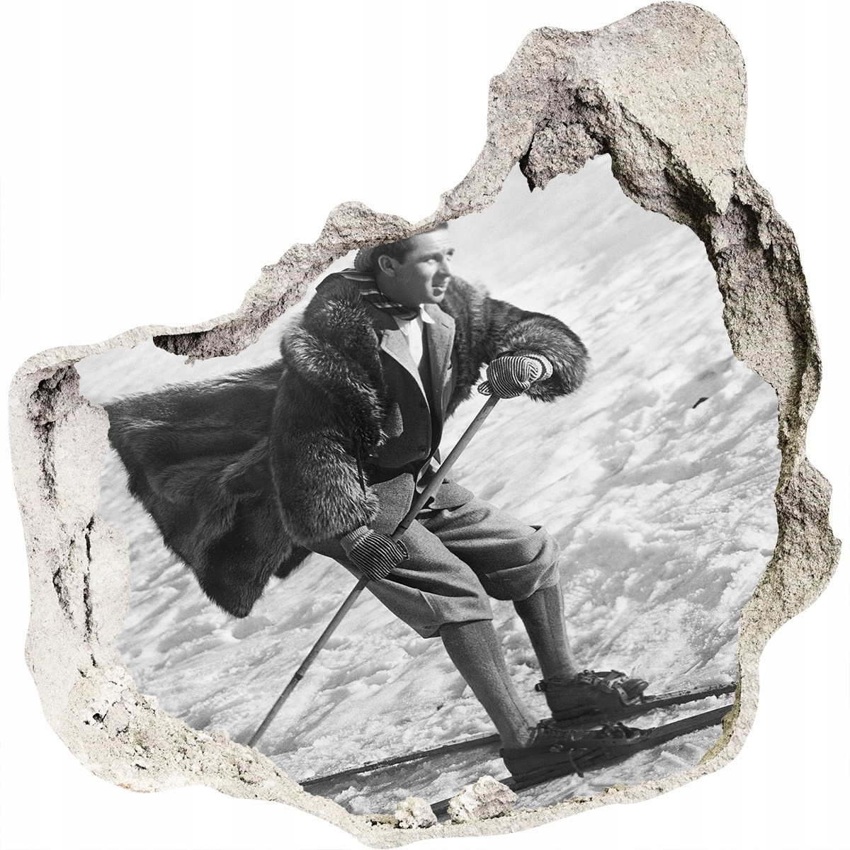 

Fototapeta dziura na ścianę Naklejka Narciarz