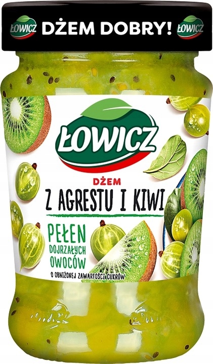 ŁOWICZ Dżem niskosłodzony AGREST KIWI 280g