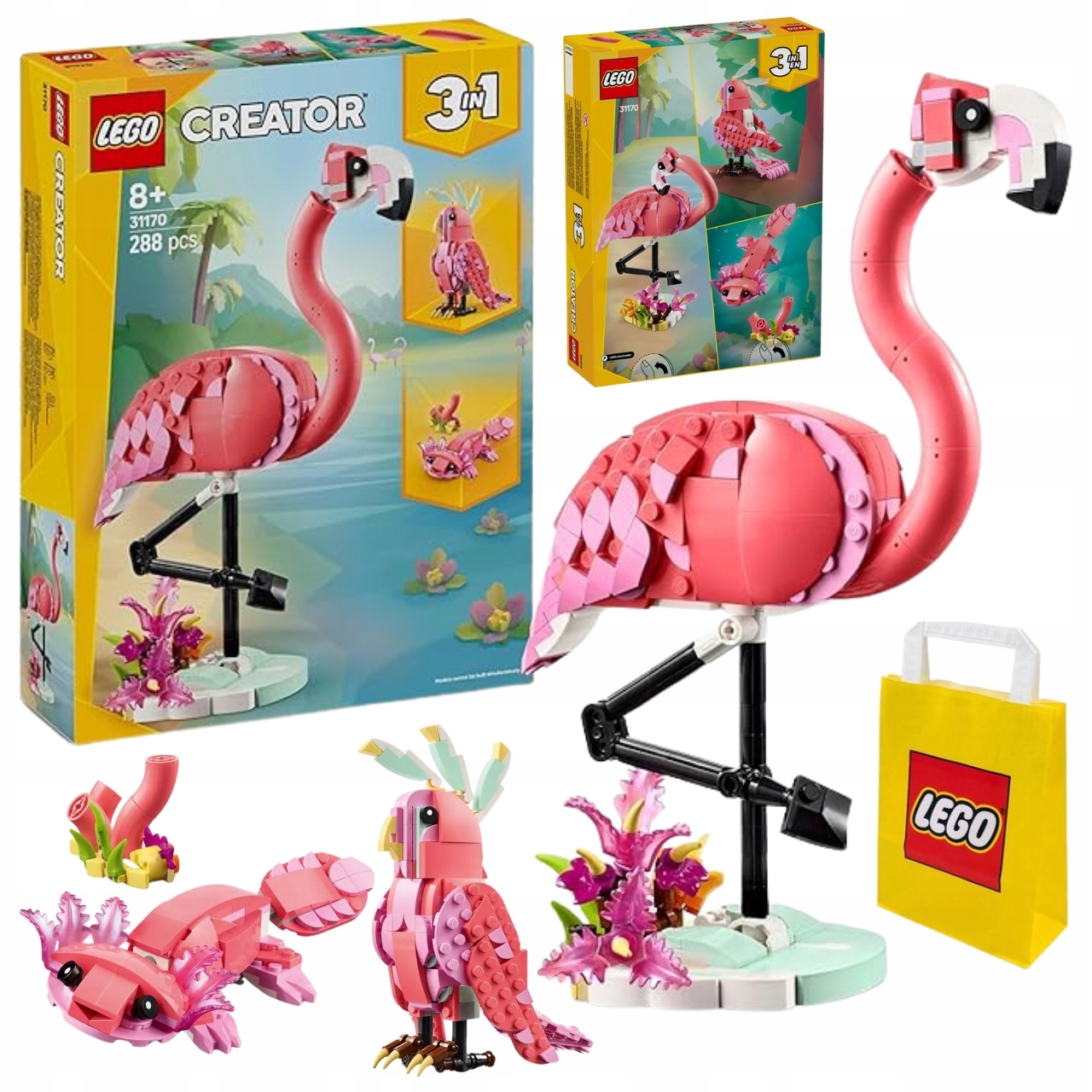 Lego 31170 Creator 3v1 Divoká zvířata Růžová Plameňák taška Lego Dárek
