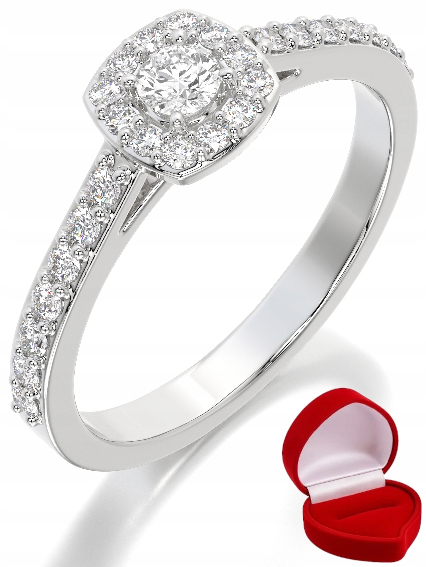 Zlatý Prstýnek 585 14k Diamant Lab 0,09 ct Bílé Zlato R17