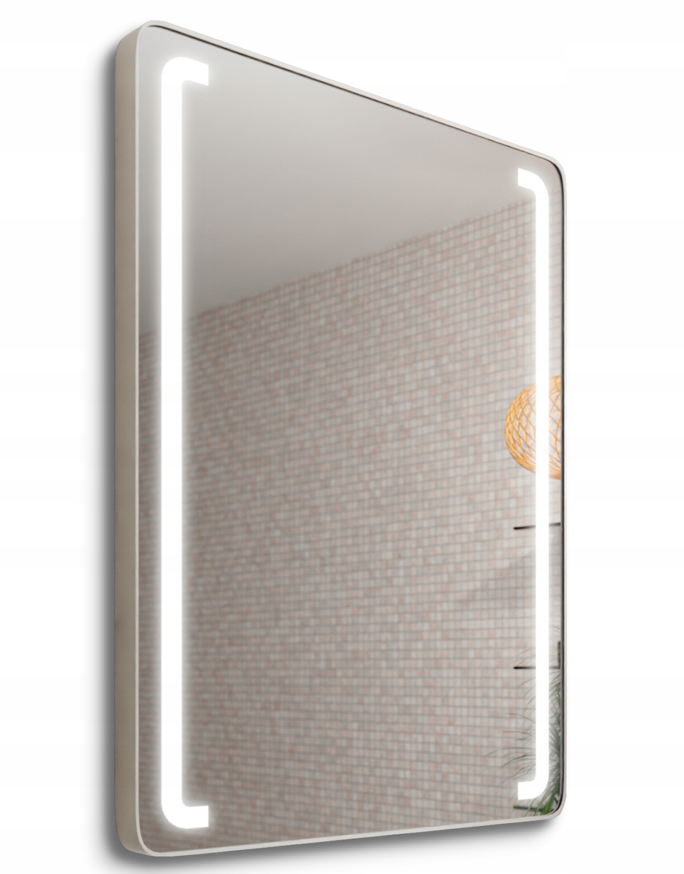 Obdĺžnikové Zrkadlo Zaoblené 70x100 Hliníkový Podsvietený Rám Loft