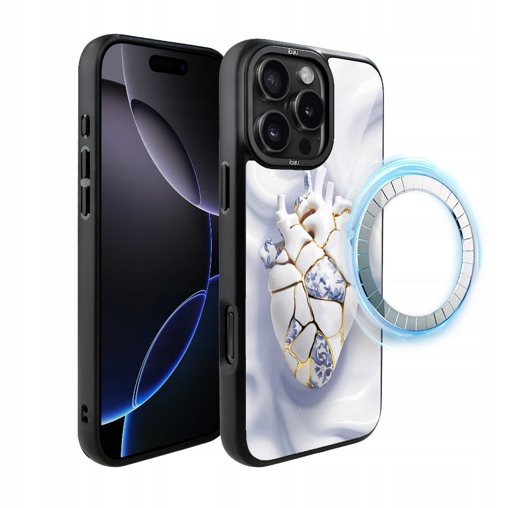 Pouzdro pro iPhone 16 Pro Ibizu DropGuard Matt s MagSafe, porcelánové srdce