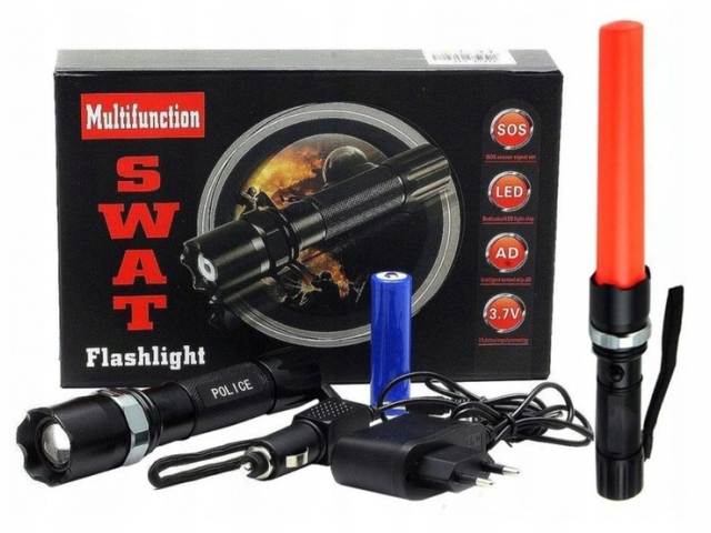 LATARKA TAKTYCZNA AKUMULATOROWA METAL LED POWER ZOOM Model LATARKA LED 50000W ZOOM