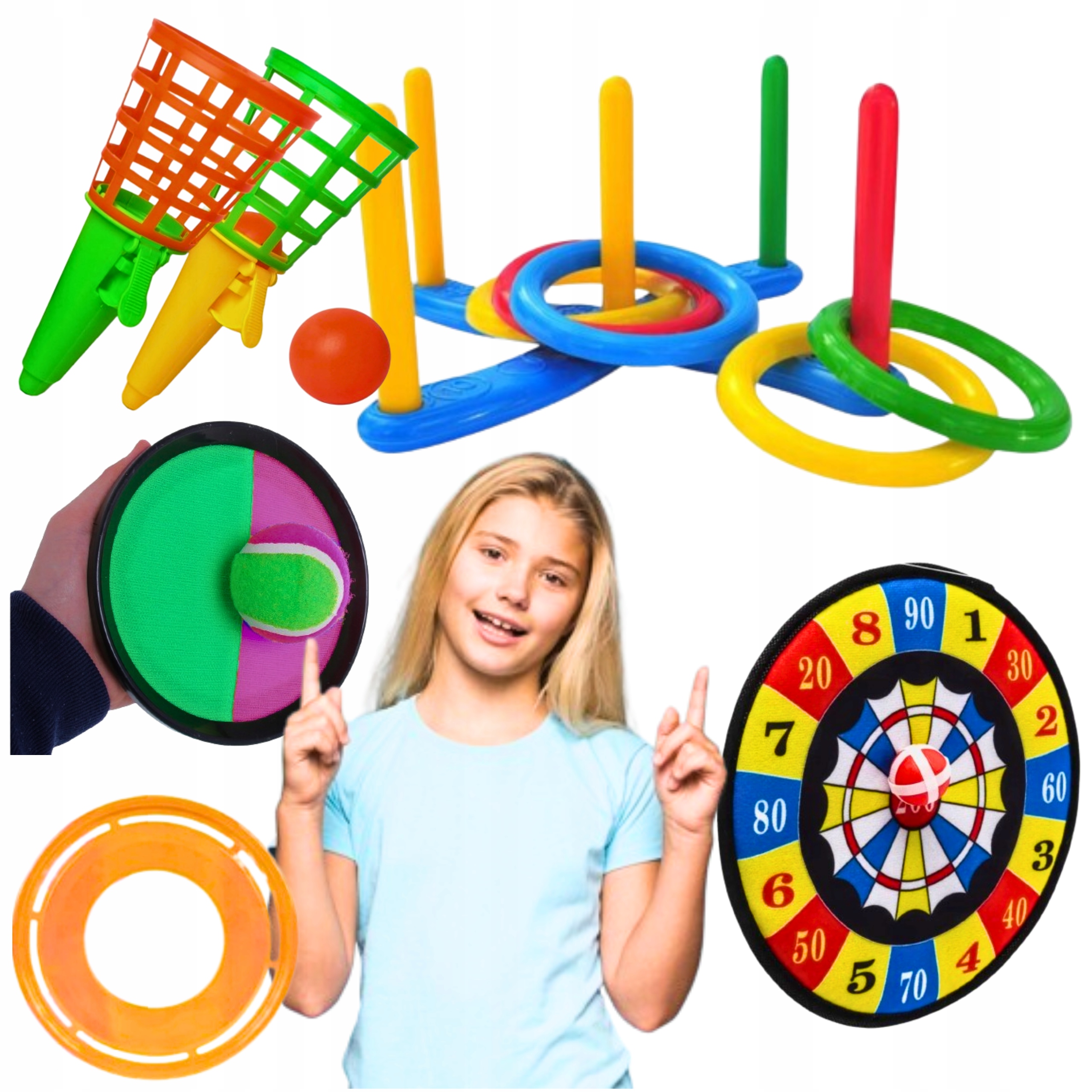 Zestaw zabawek ogrodowych ringo dart frisbee catch ball łapacz prezent gry