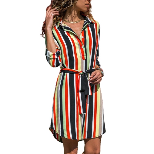 

Letnia Sukienka Koszula W Paski Elegancka Boho