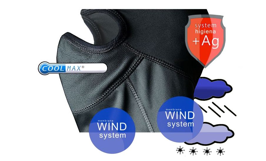 Kominiarka LORD 53 Membrana Wind Coolmax J. Srebra Kolor czarny