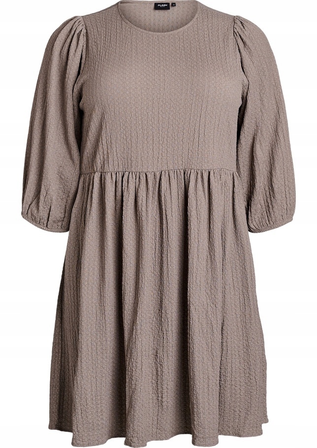 Tunika Plus Size Zizzi Béžová Šaty S Odstřiženou Strukturou 059C 52