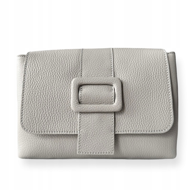 Lícová kabelka z přírodní kůže Fibia světle šedá