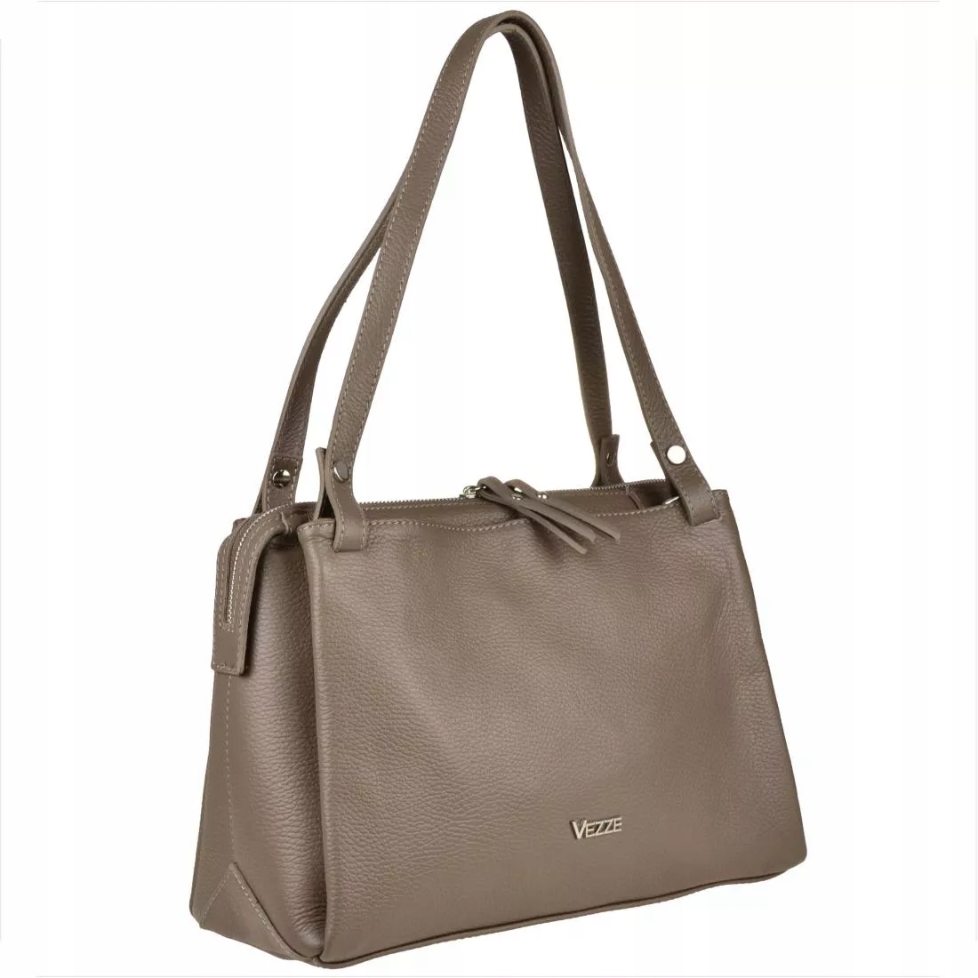 Vezze italská kožená taška shopper bag taupe, hnědá