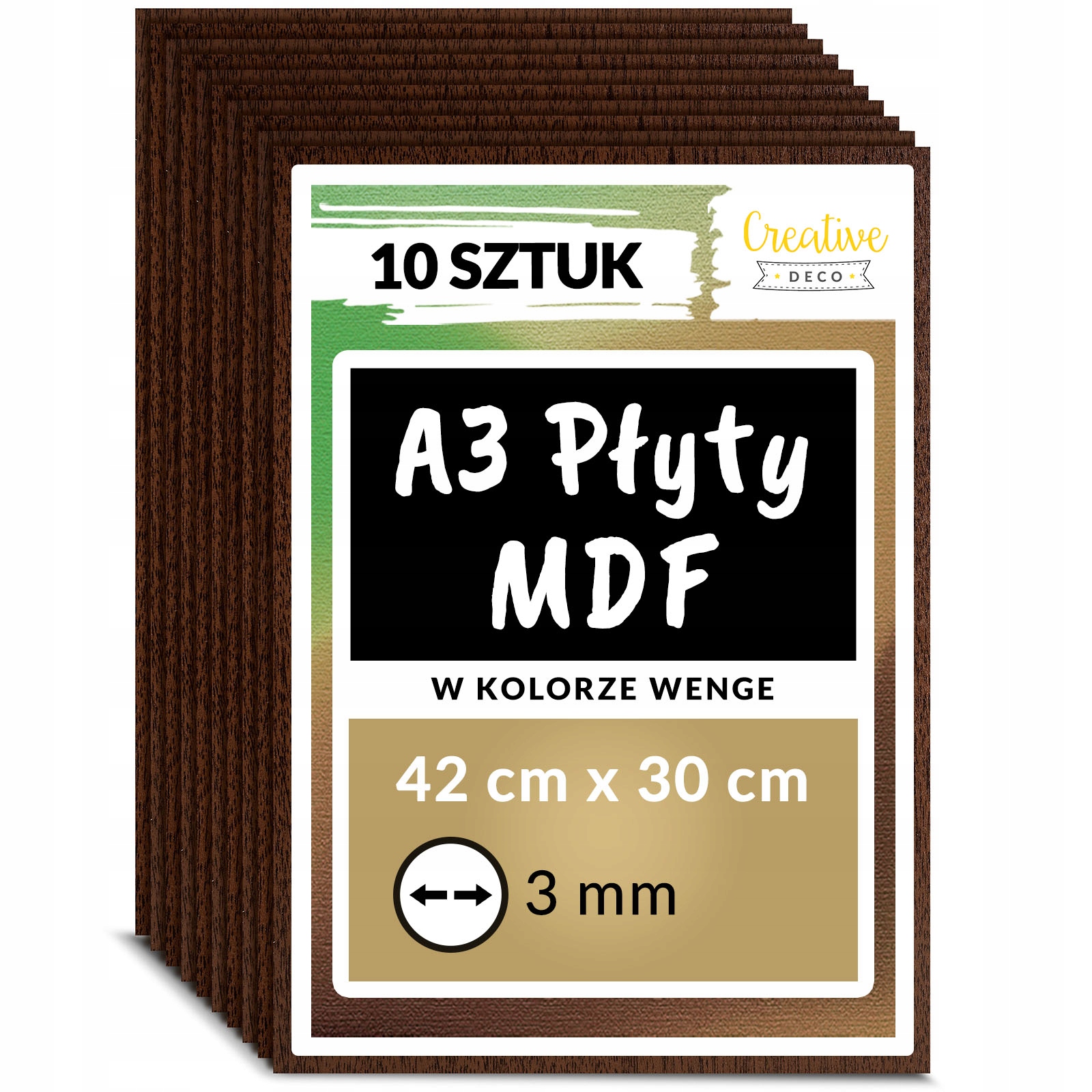 Mdf deska pro řezání laserem a gravírování dekorací 3 mm A3 x 10 ks hnědá