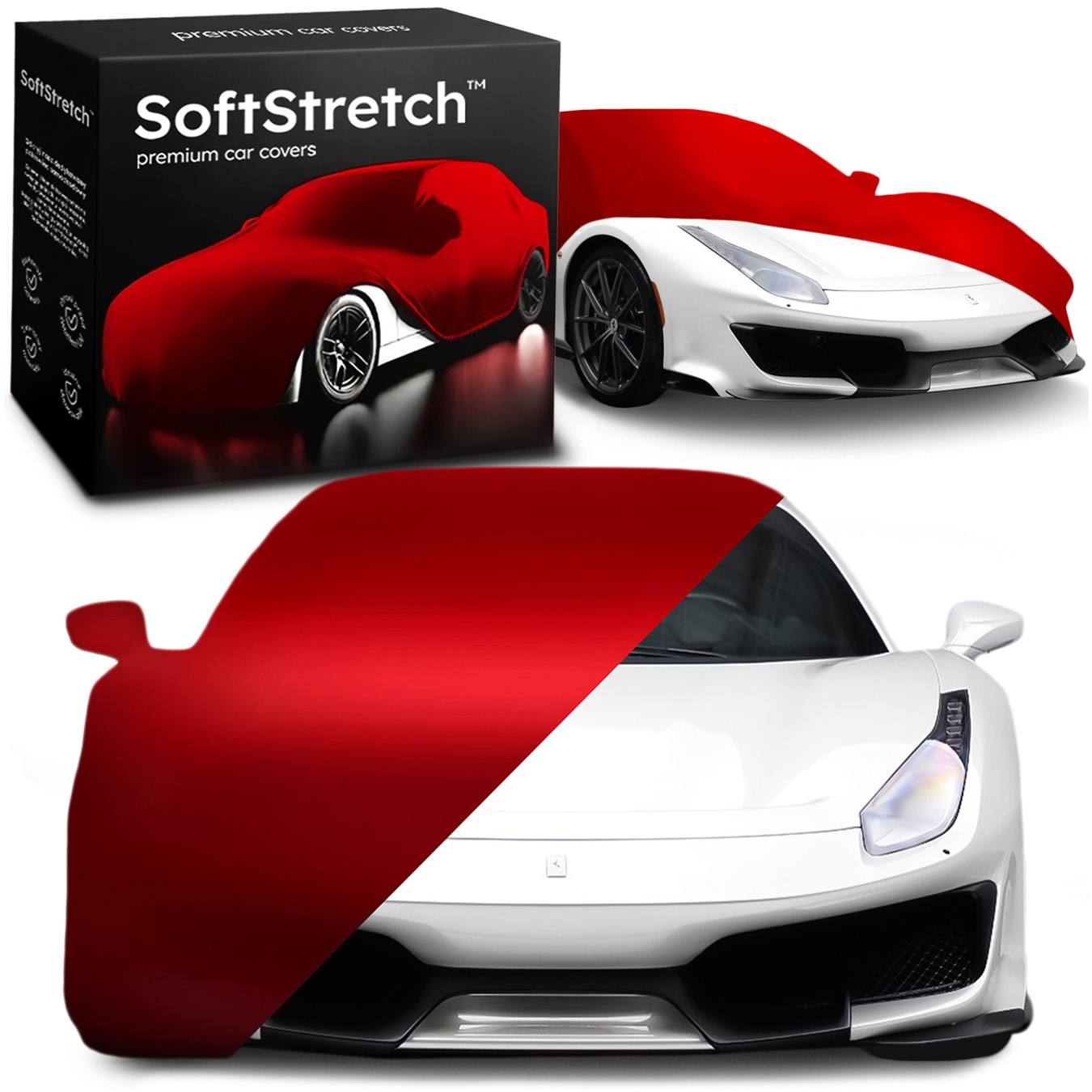 Kryt auta Premium SoftStretch pro Ferrari 488 Pista červený