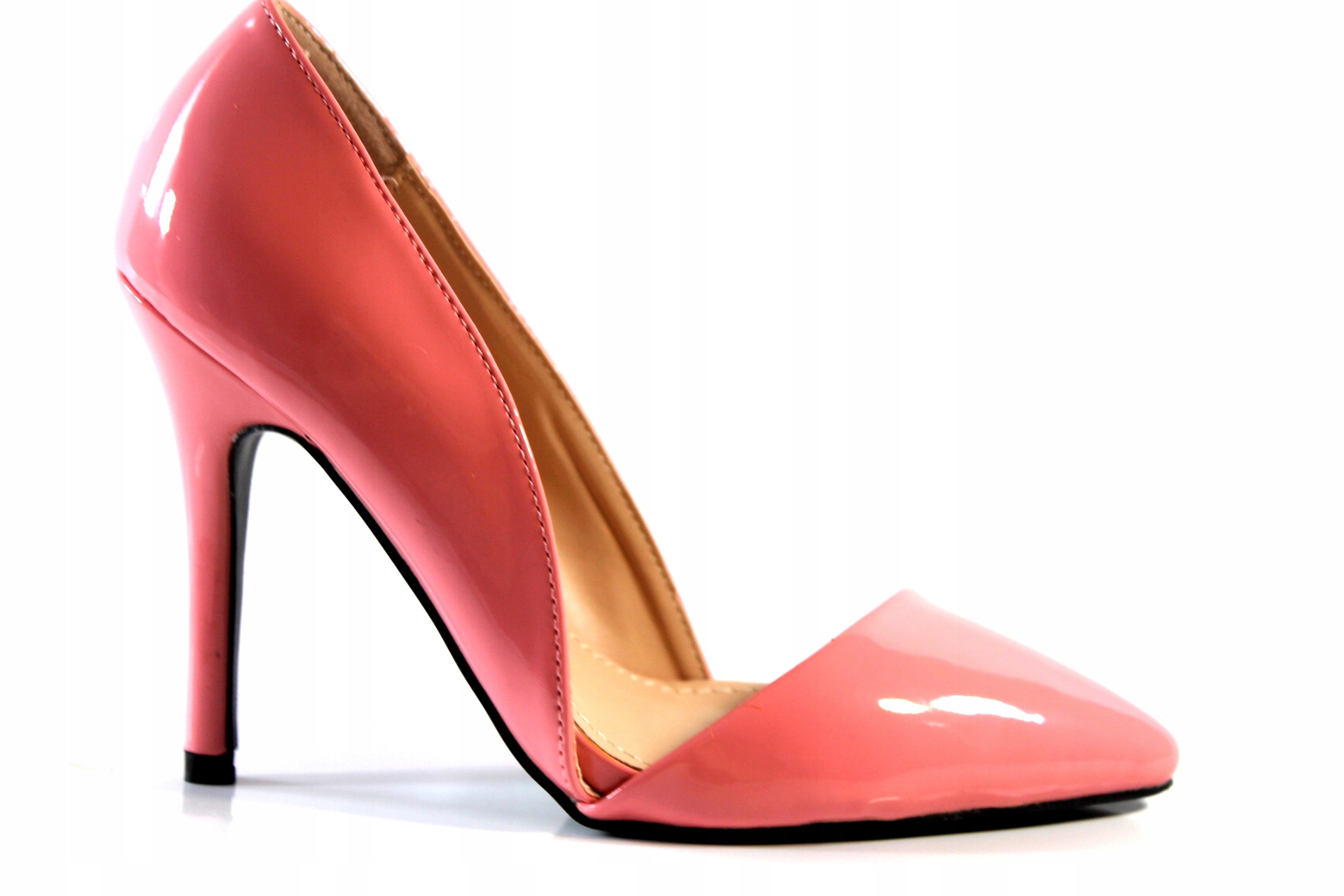 

Pudrowe różowe szpilki czółenka asymetryczne 39